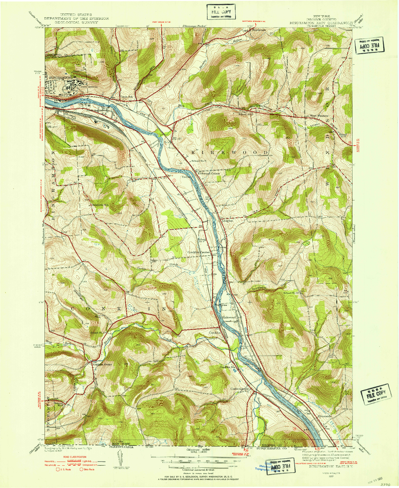 USGS 1:24000-SCALE QUADRANGLE FOR BINGHAMTON EAST, NY 1937