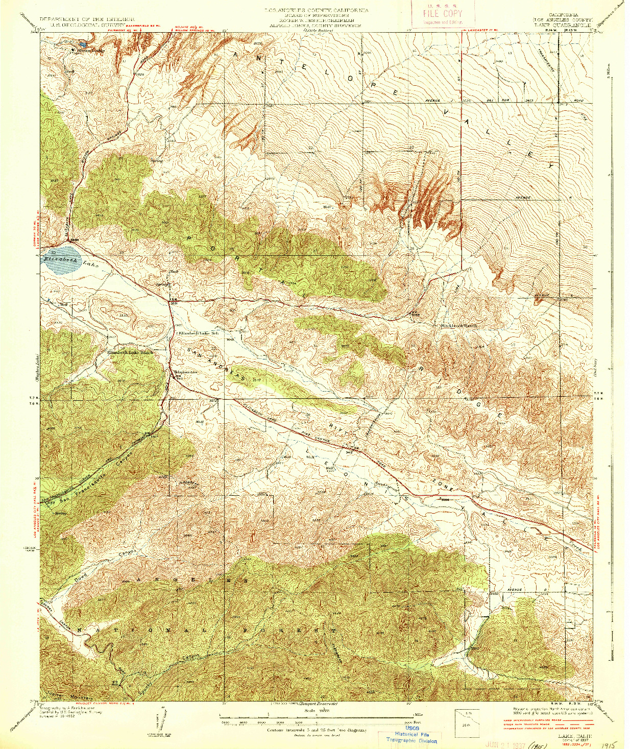 USGS 1:24000-SCALE QUADRANGLE FOR LAKE, CA 1937