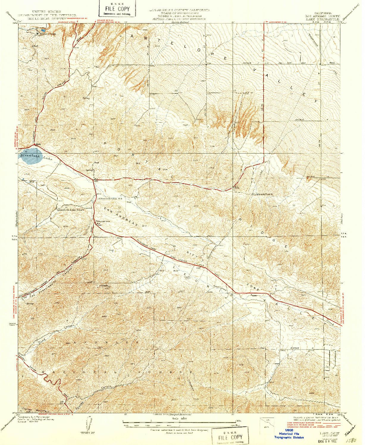 USGS 1:24000-SCALE QUADRANGLE FOR LAKE, CA 1937