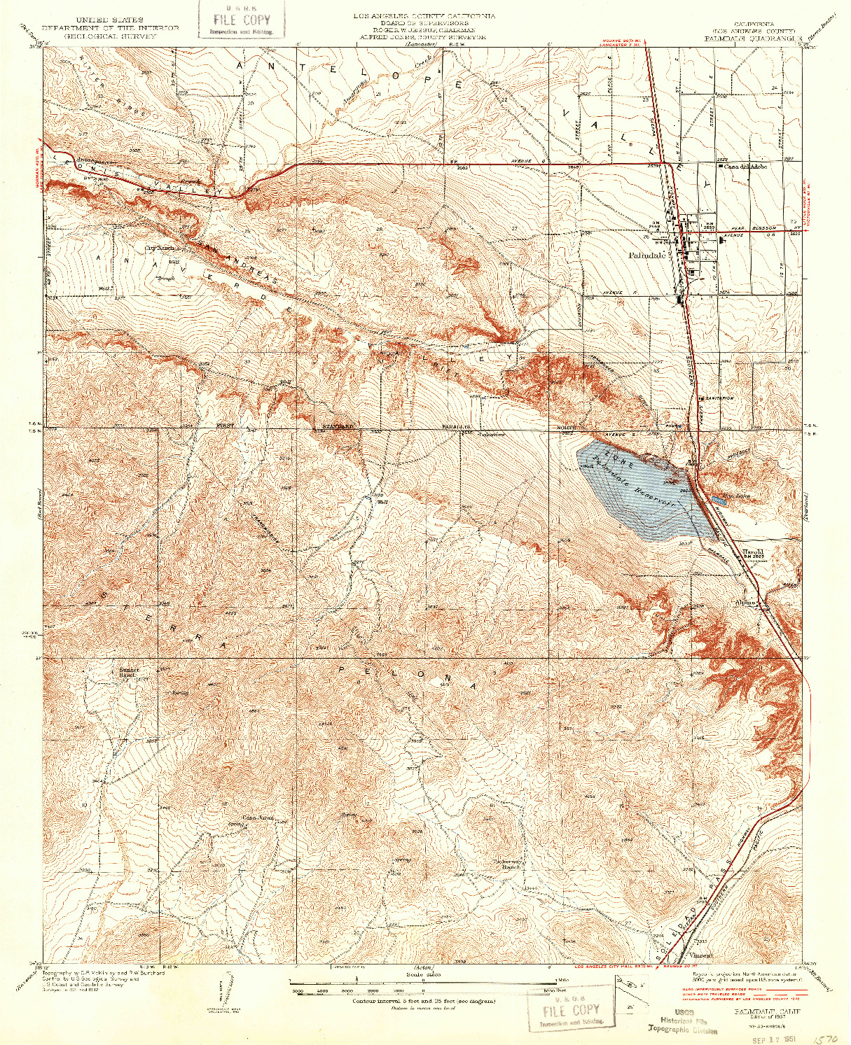 USGS 1:24000-SCALE QUADRANGLE FOR PALMDALE, CA 1937