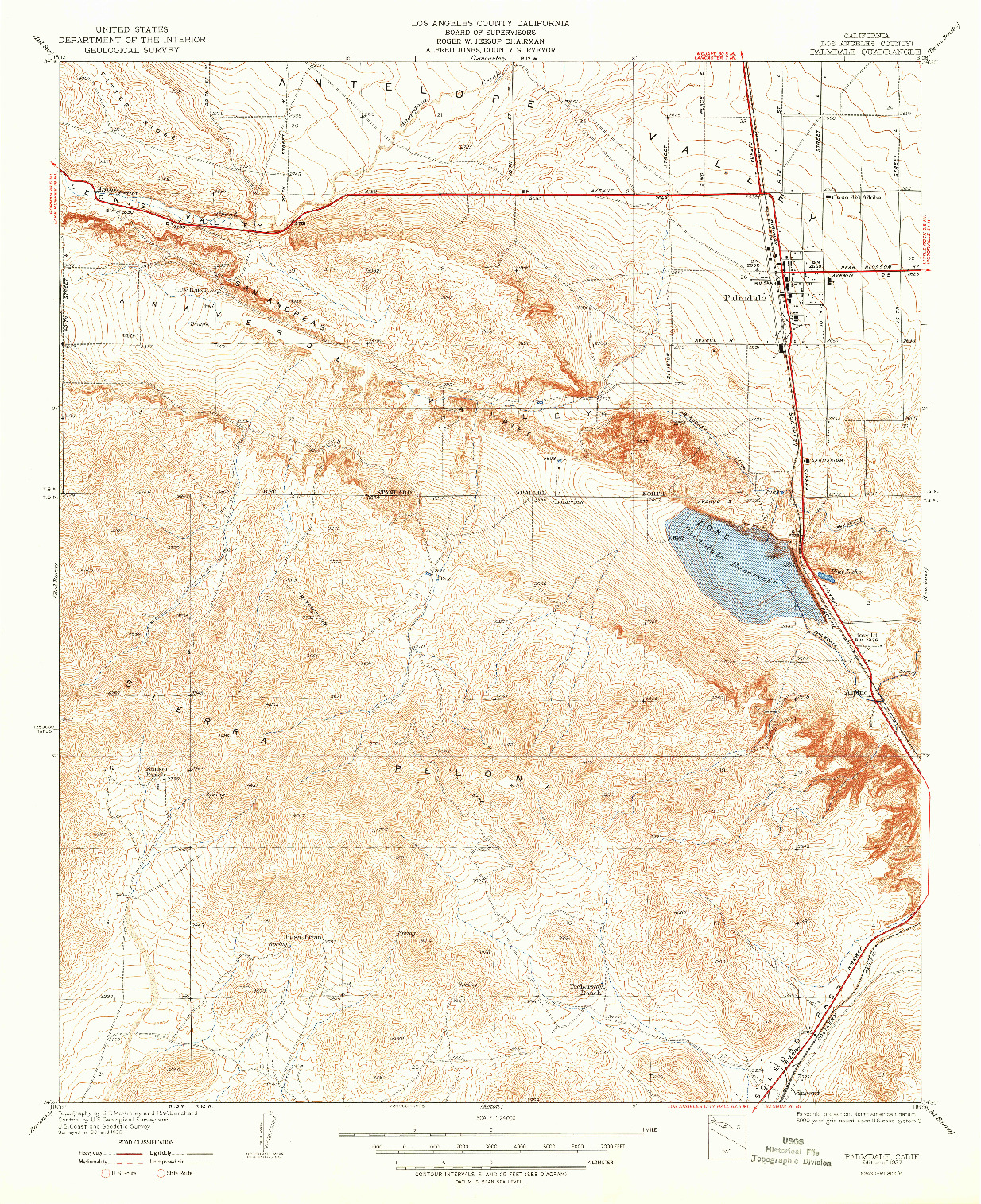 USGS 1:24000-SCALE QUADRANGLE FOR PALMDALE, CA 1937