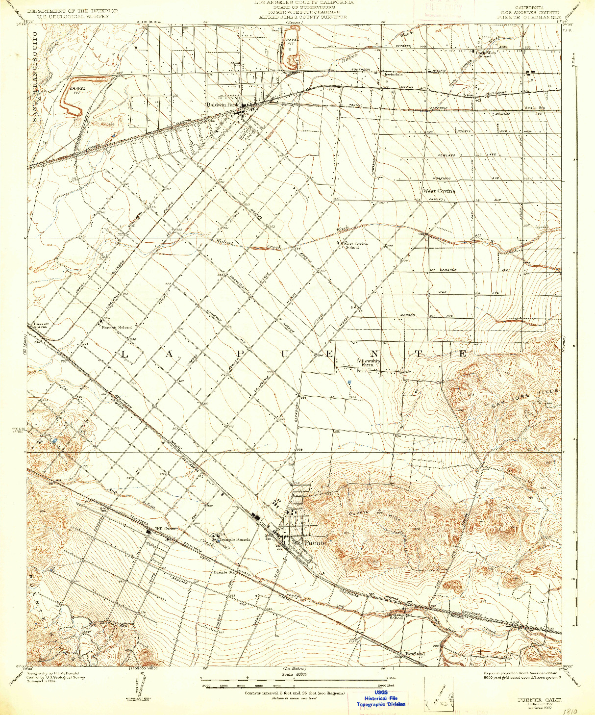 USGS 1:24000-SCALE QUADRANGLE FOR PUENTE, CA 1927