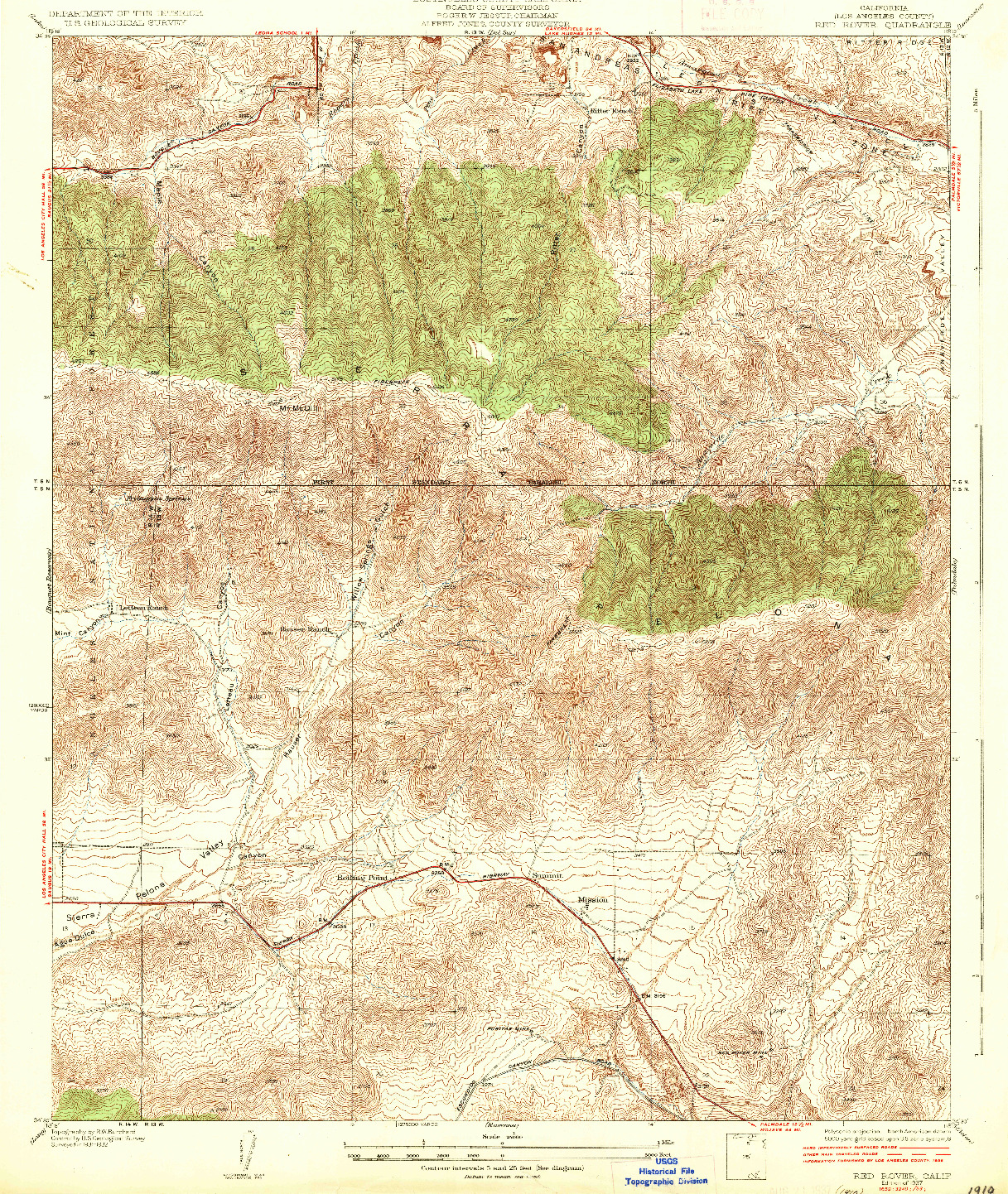 USGS 1:24000-SCALE QUADRANGLE FOR RED ROVER, CA 1937