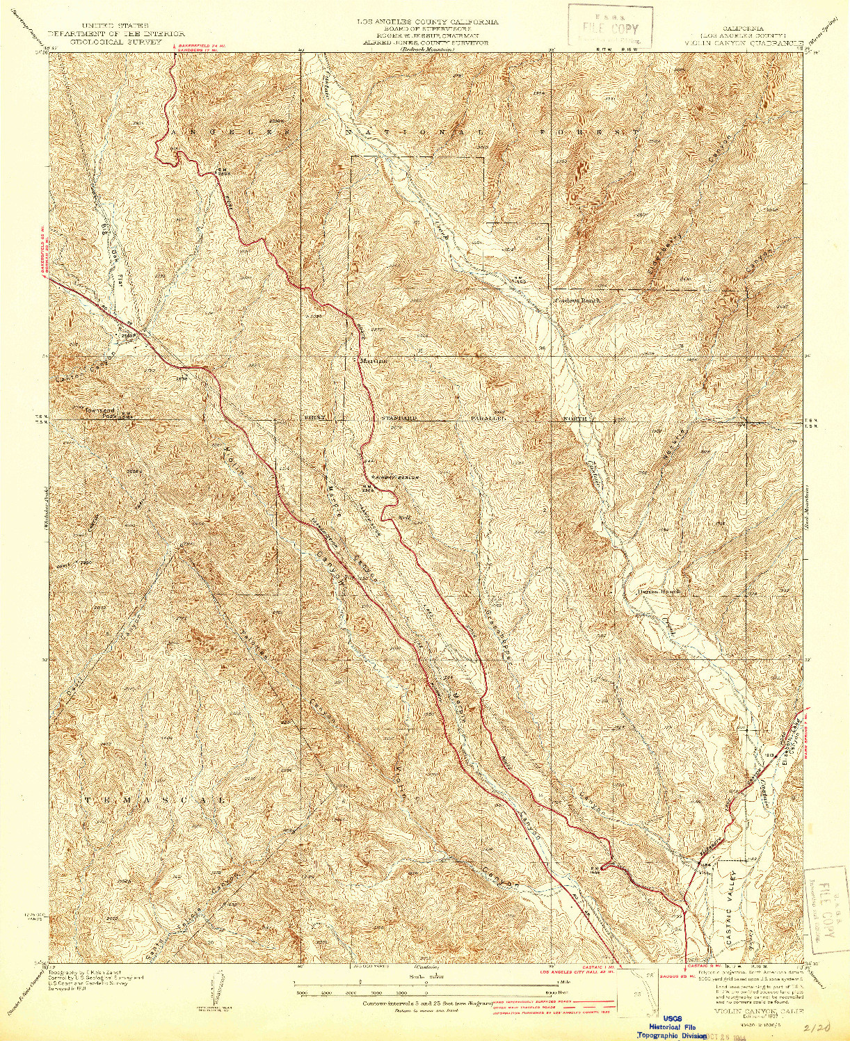 USGS 1:24000-SCALE QUADRANGLE FOR VIOLIN CANYON, CA 1937