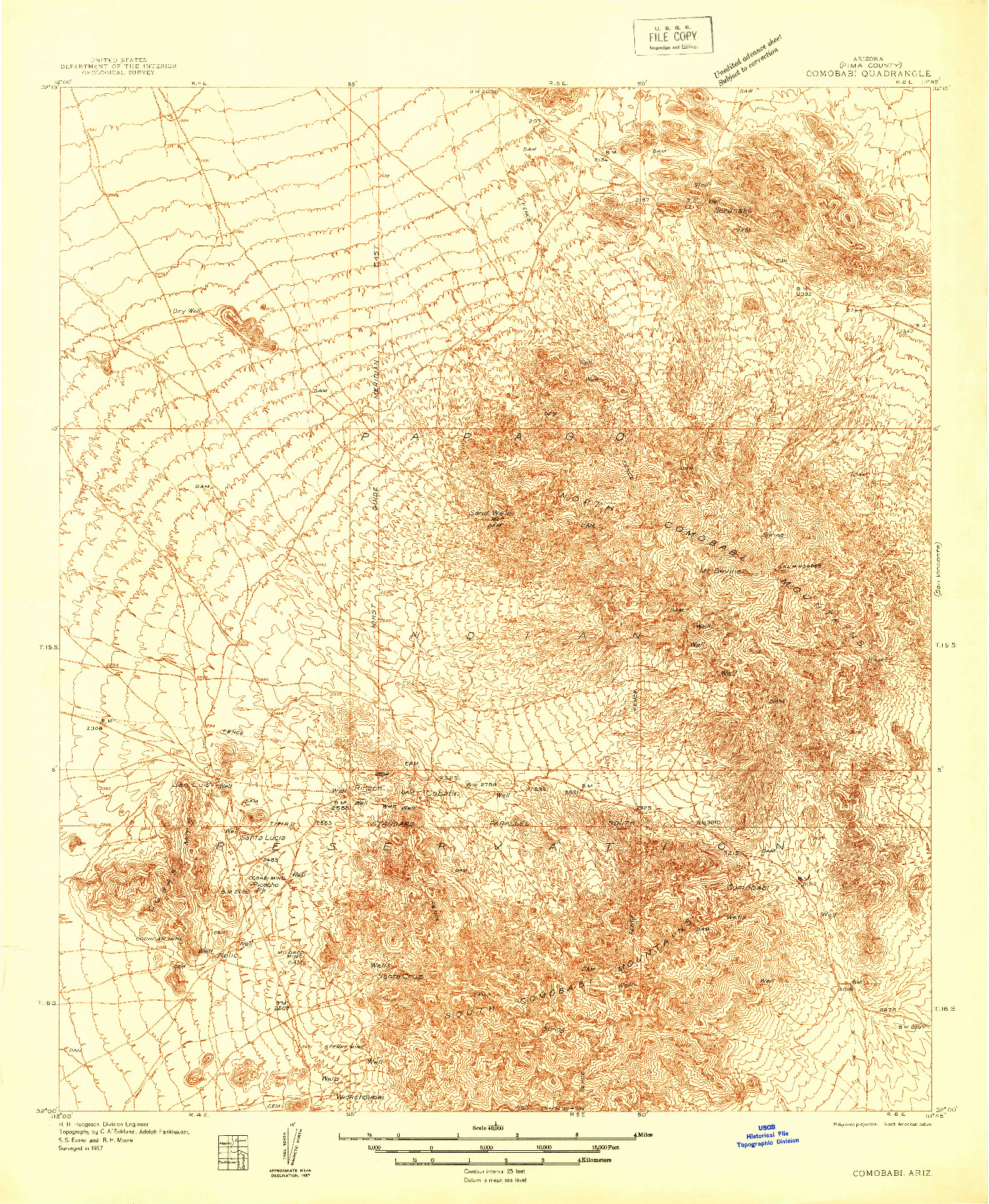 USGS 1:48000-SCALE QUADRANGLE FOR COMOBABI, AZ 1937
