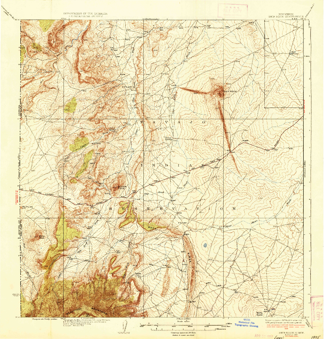USGS 1:62500-SCALE QUADRANGLE FOR SHIP ROCK, NM 1937