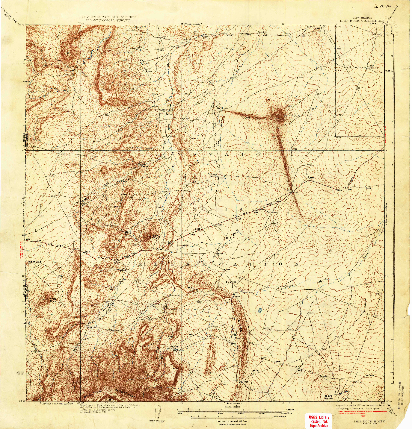 USGS 1:62500-SCALE QUADRANGLE FOR SHIP ROCK, NM 1937