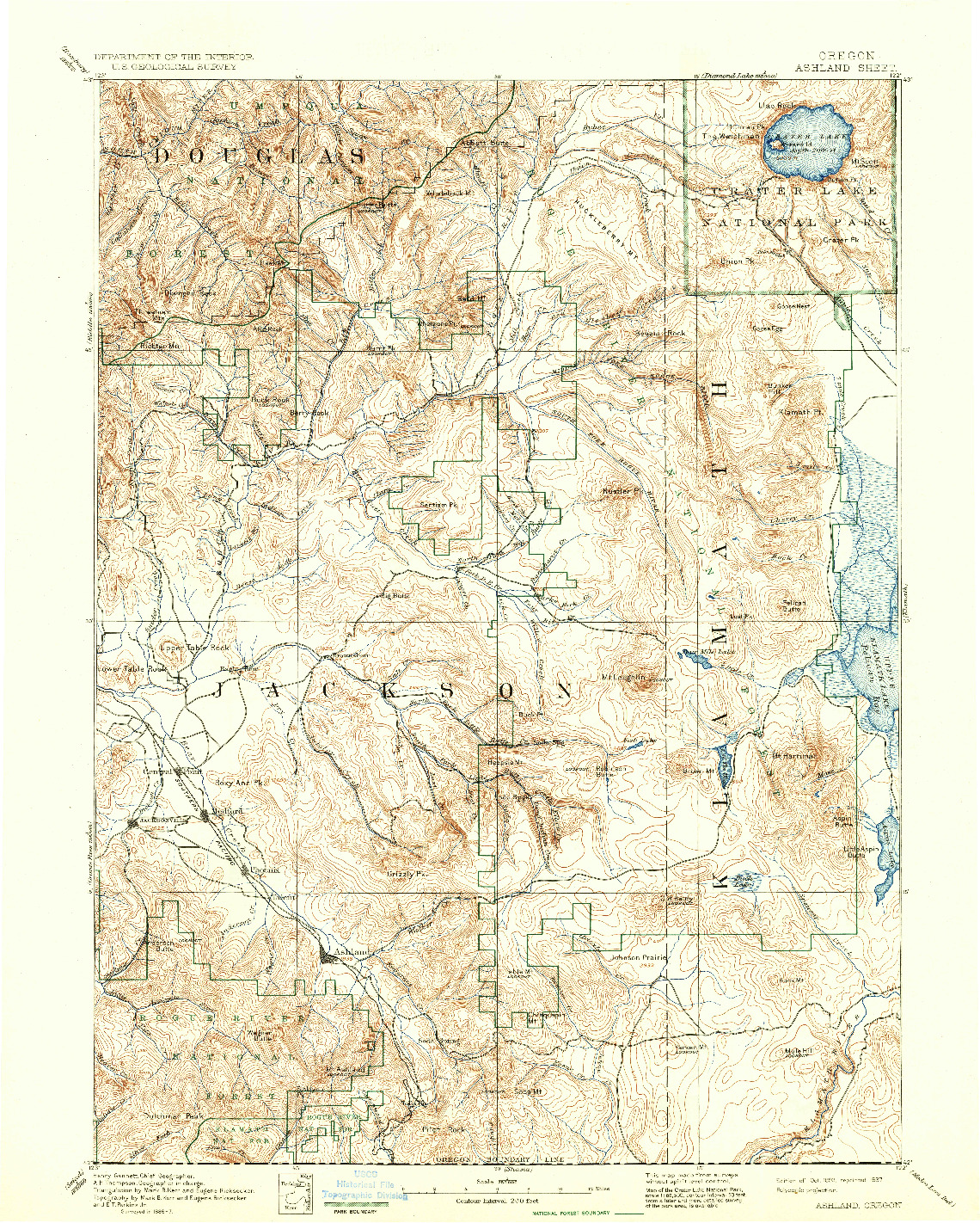 USGS 1:250000-SCALE QUADRANGLE FOR ASHLAND, OR 1897