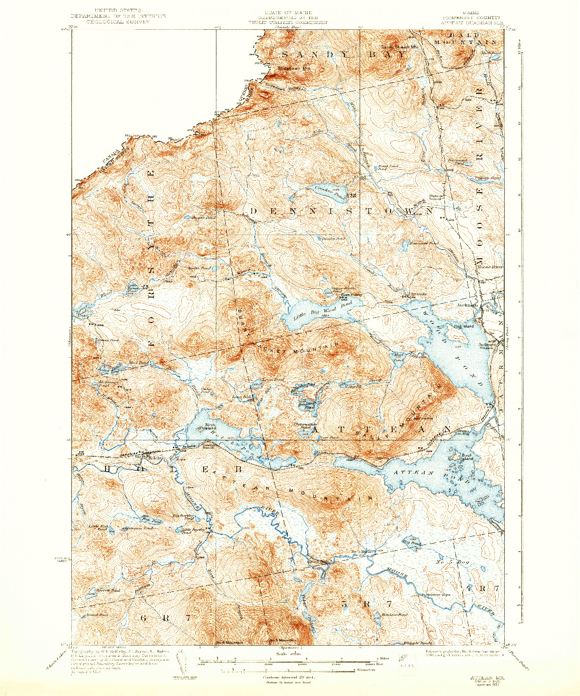 USGS 1:62500-SCALE QUADRANGLE FOR ATTEAN, ME 1925