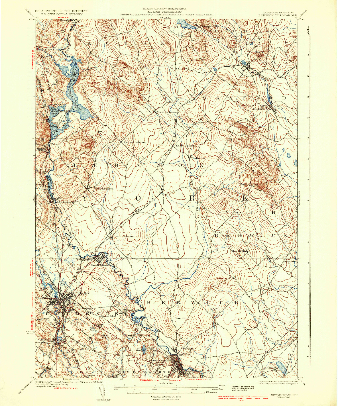 USGS 1:62500-SCALE QUADRANGLE FOR BERWICK, ME 1937