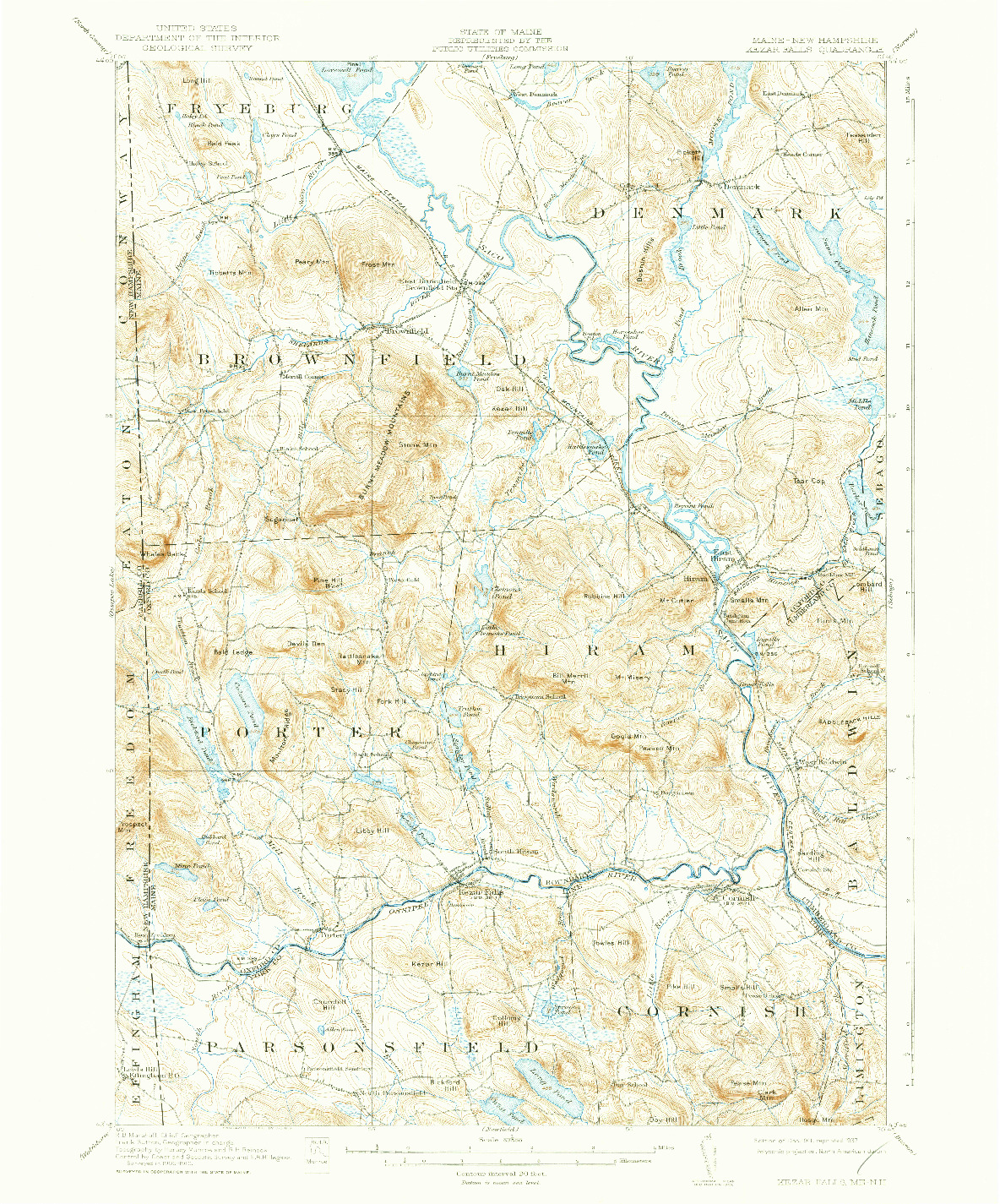 USGS 1:62500-SCALE QUADRANGLE FOR KEZAR FALLS, ME 1911