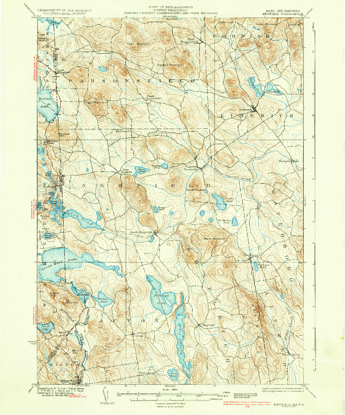 USGS 1:62500-SCALE QUADRANGLE FOR NEWFIELD, ME 1937