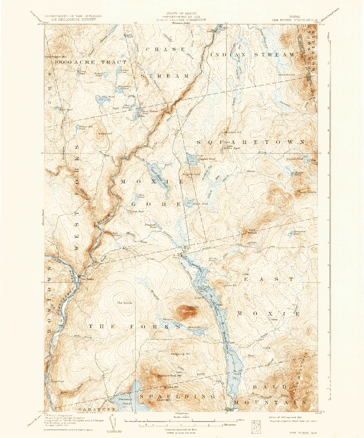 USGS 1:62500-SCALE QUADRANGLE FOR THE FORKS, ME 1907