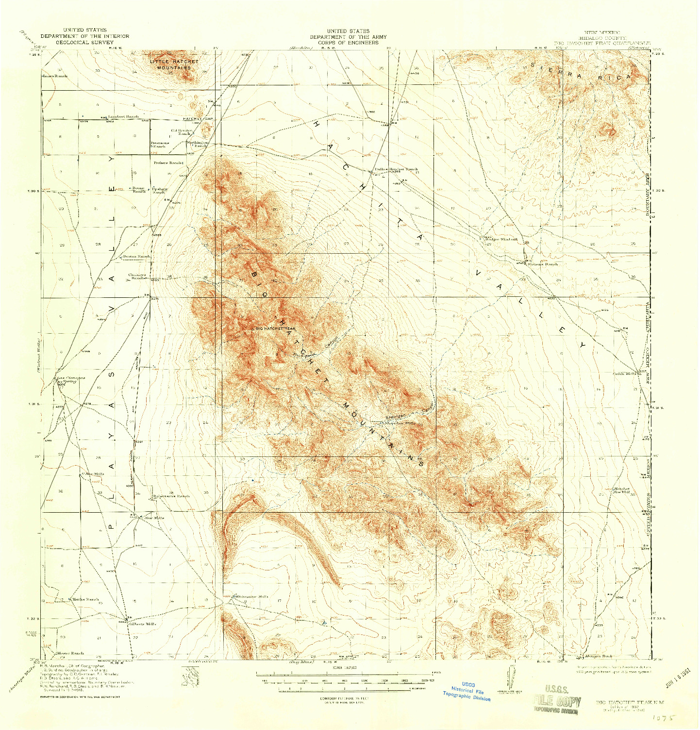 USGS 1:62500-SCALE QUADRANGLE FOR BIG HATCHET PEAK, NM 1918