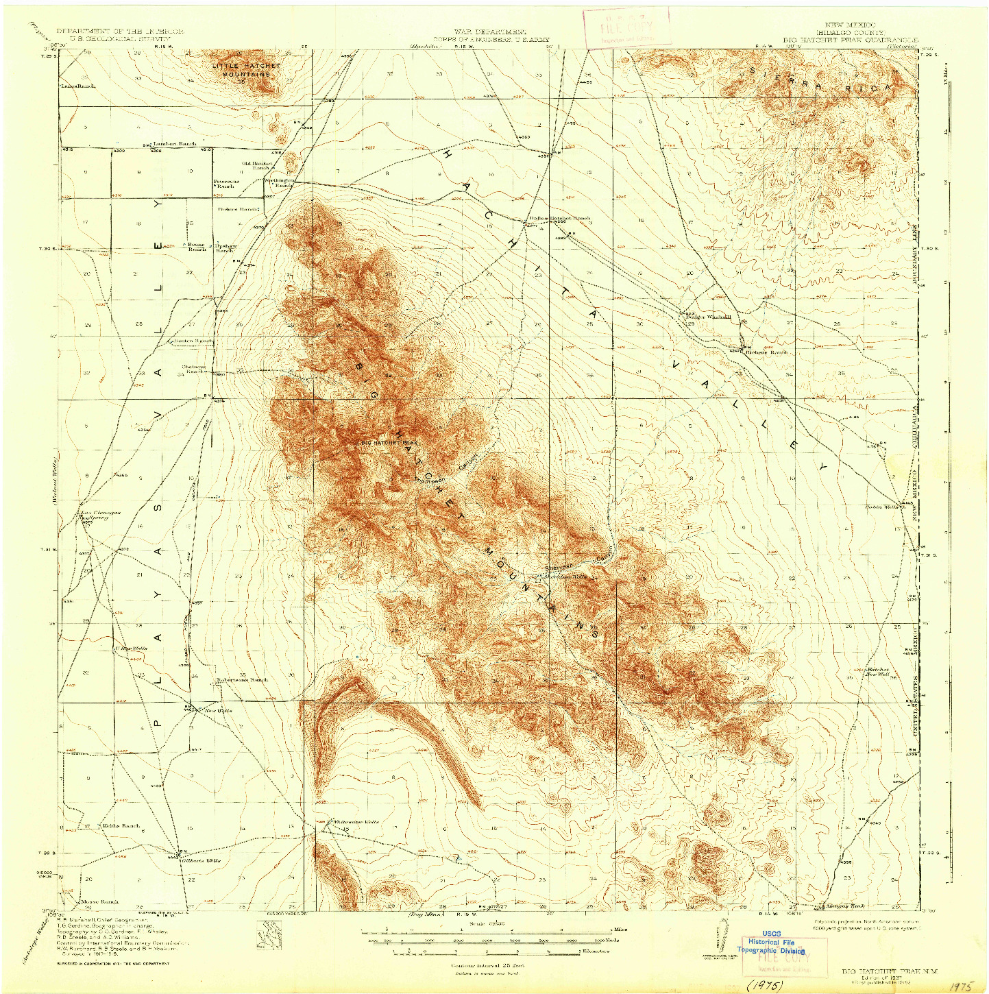 USGS 1:62500-SCALE QUADRANGLE FOR BIG HATCHET PEAK, NM 1918