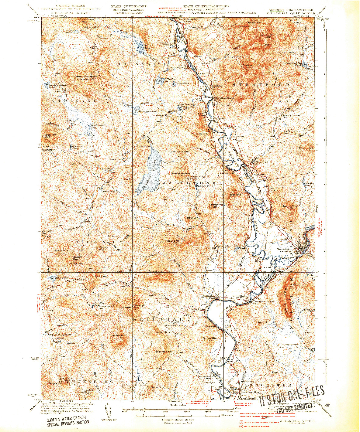 USGS 1:62500-SCALE QUADRANGLE FOR GUILDHALL, VT 1937