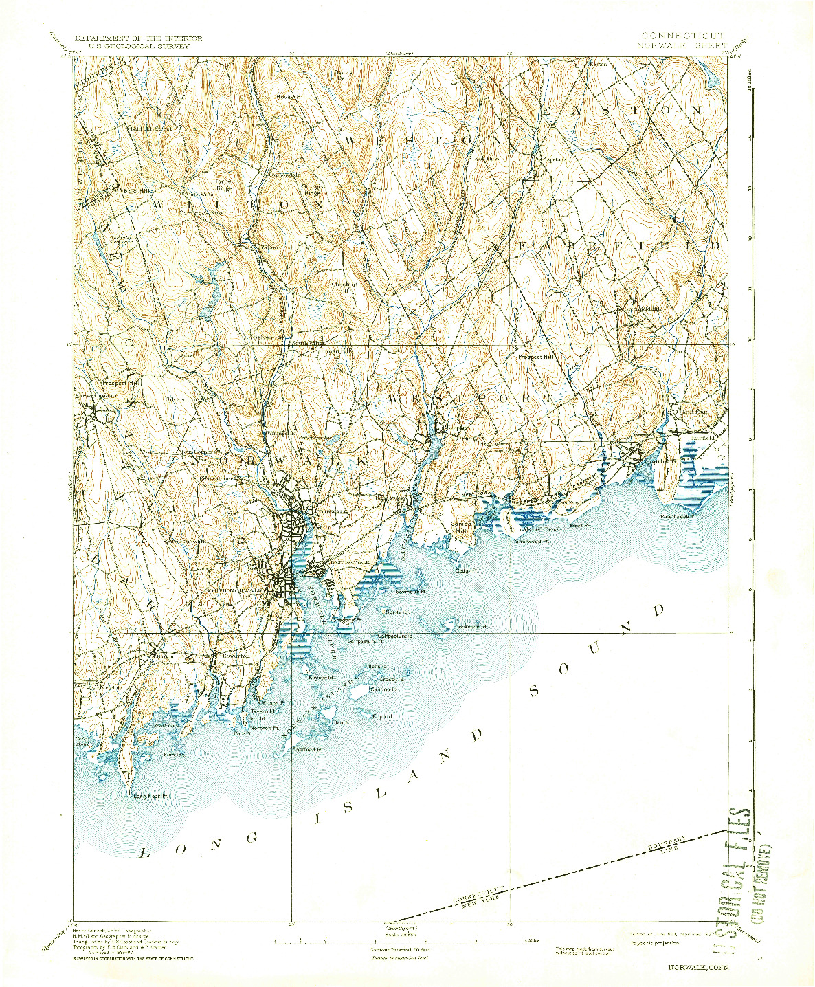 USGS 1:62500-SCALE QUADRANGLE FOR NORWALK, CT 1893