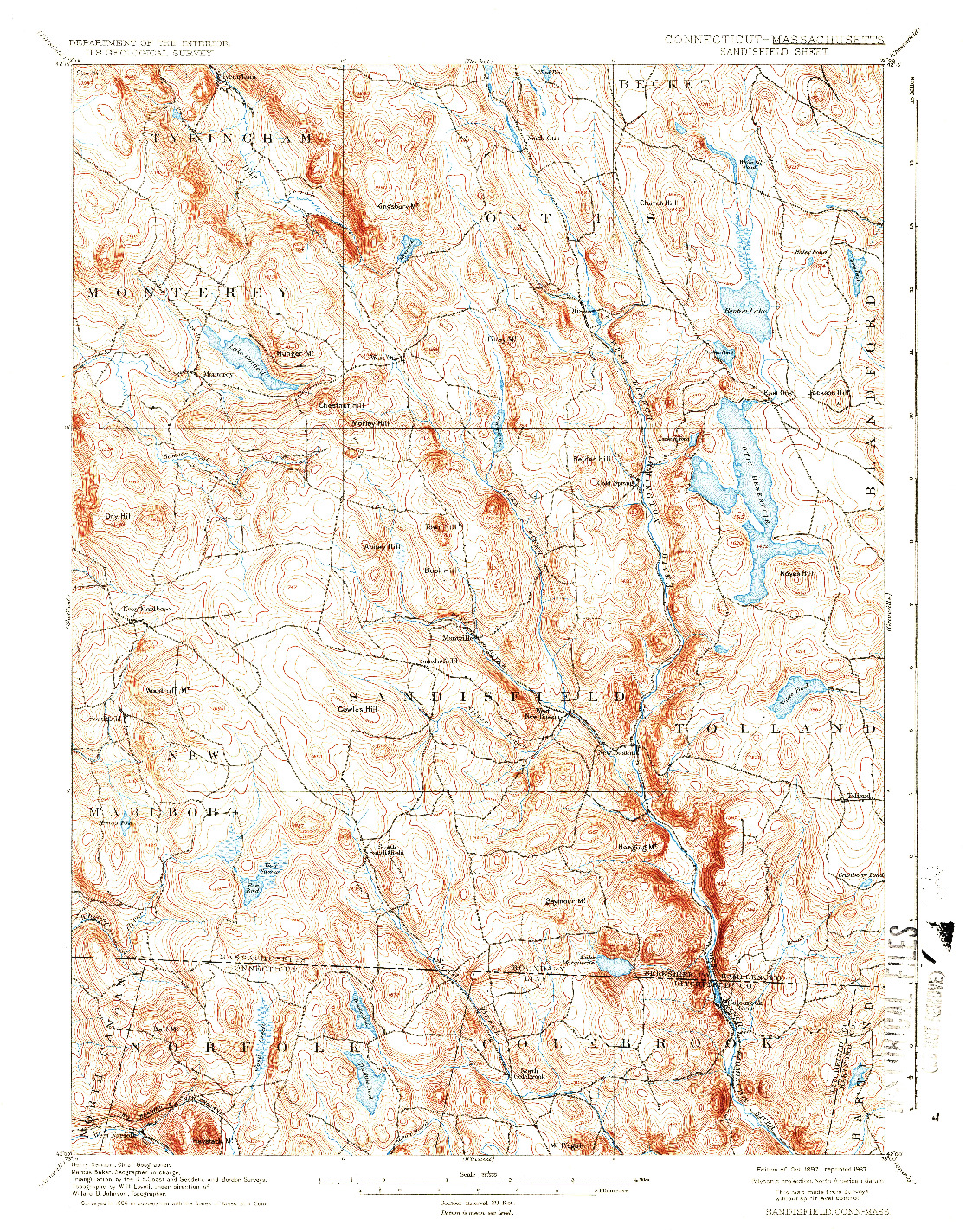 USGS 1:62500-SCALE QUADRANGLE FOR SANDISFIELD, CT 1897