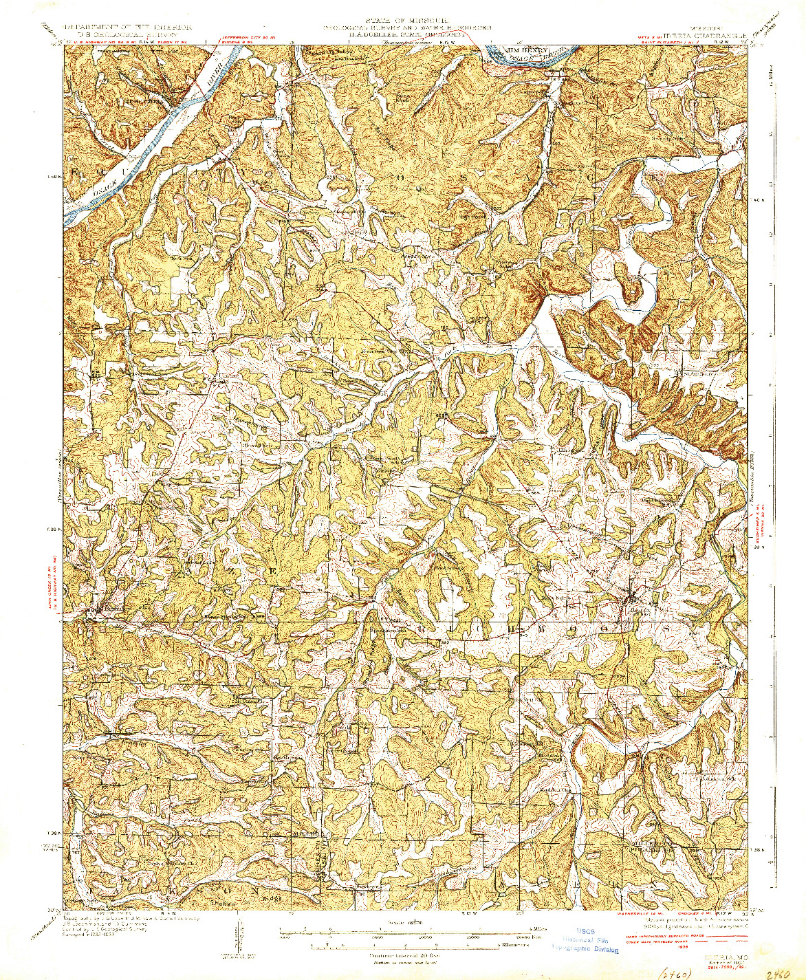 USGS 1:62500-SCALE QUADRANGLE FOR IBERIA, MO 1937