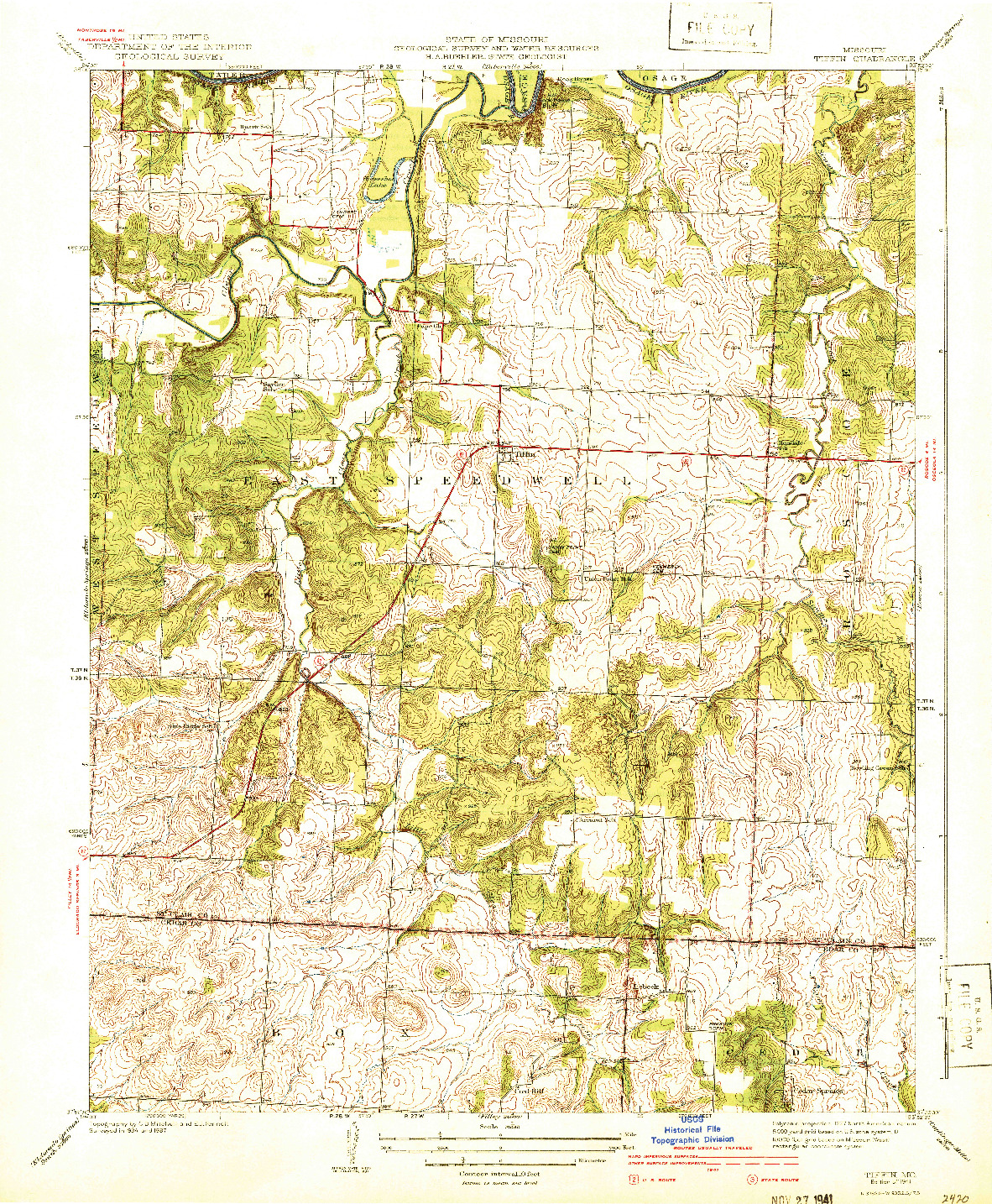 USGS 1:31680-SCALE QUADRANGLE FOR TIFFIN, MO 1937