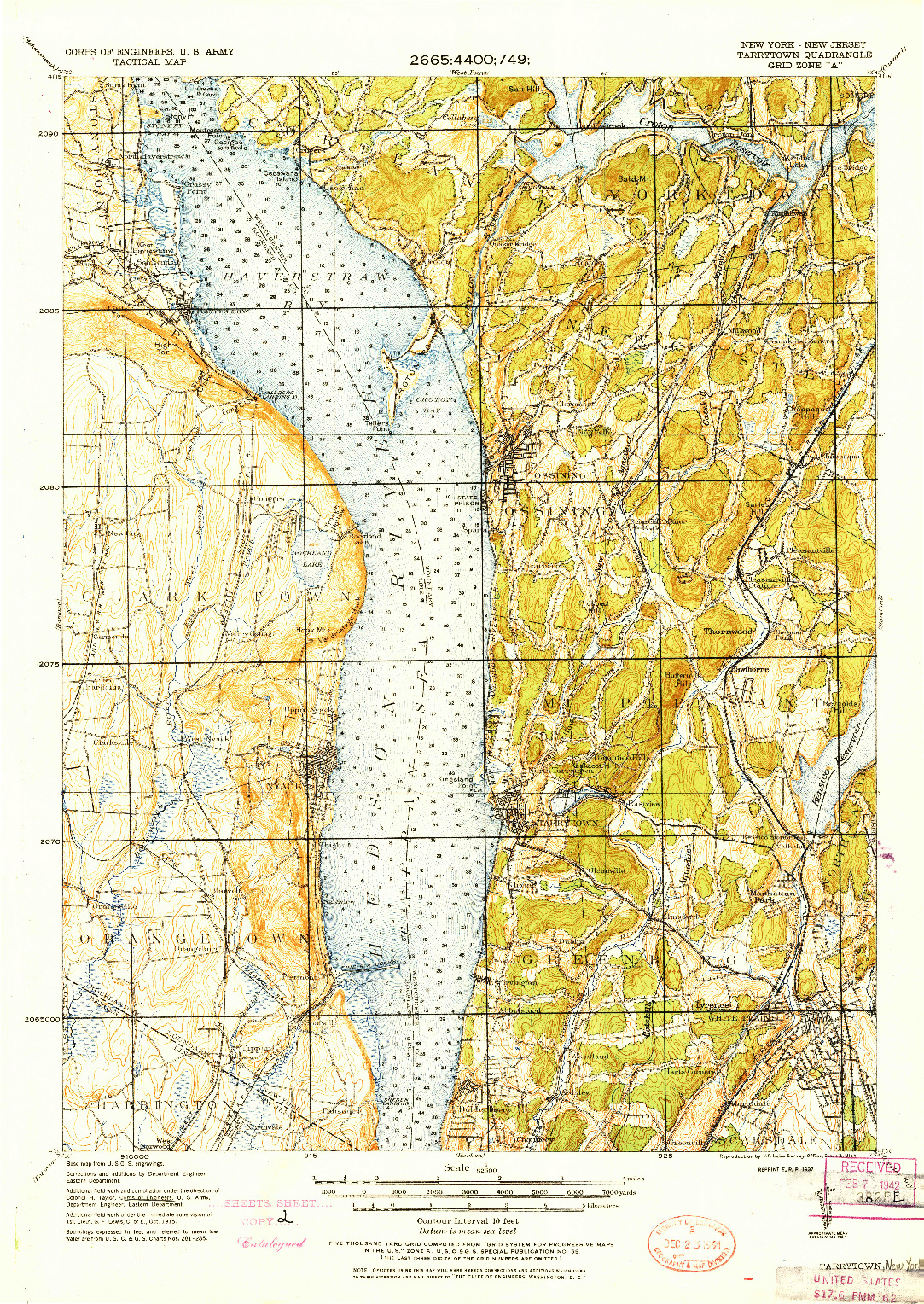 USGS 1:62500-SCALE QUADRANGLE FOR TARRYTOWN, NY 1937