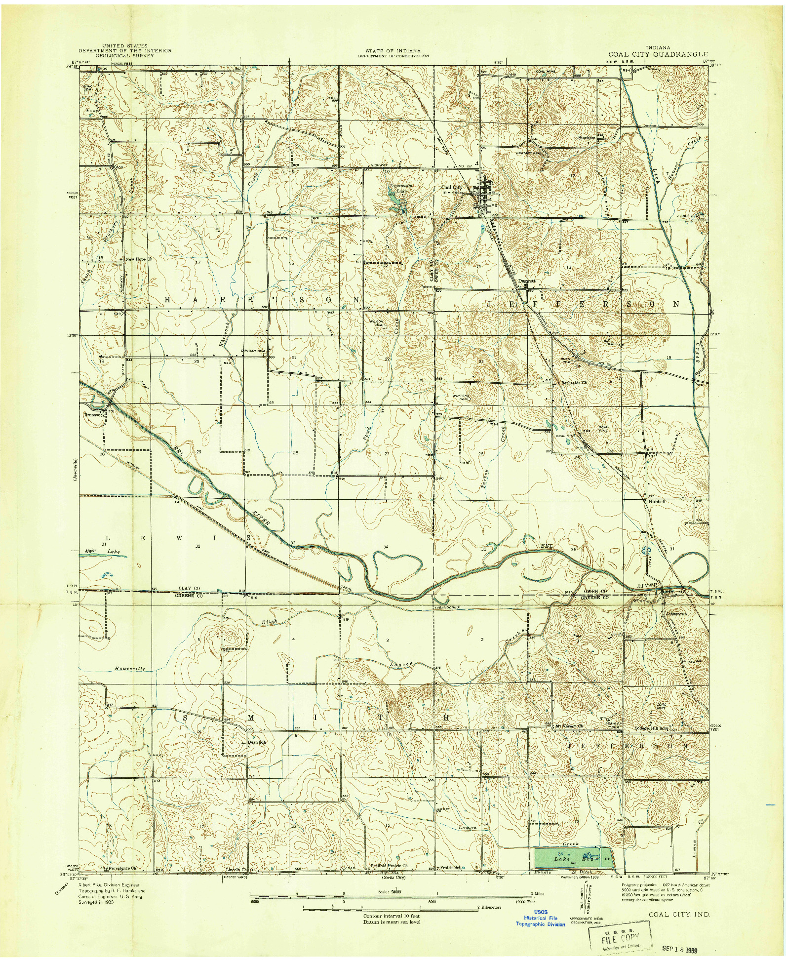 USGS 1:24000-SCALE QUADRANGLE FOR COAL CITY, IN 1938