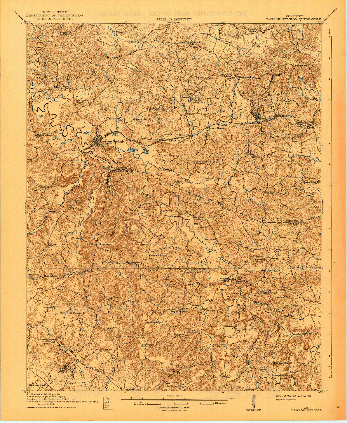 USGS 1:62500-SCALE QUADRANGLE FOR DAWSON SPRINGS, KY 1911