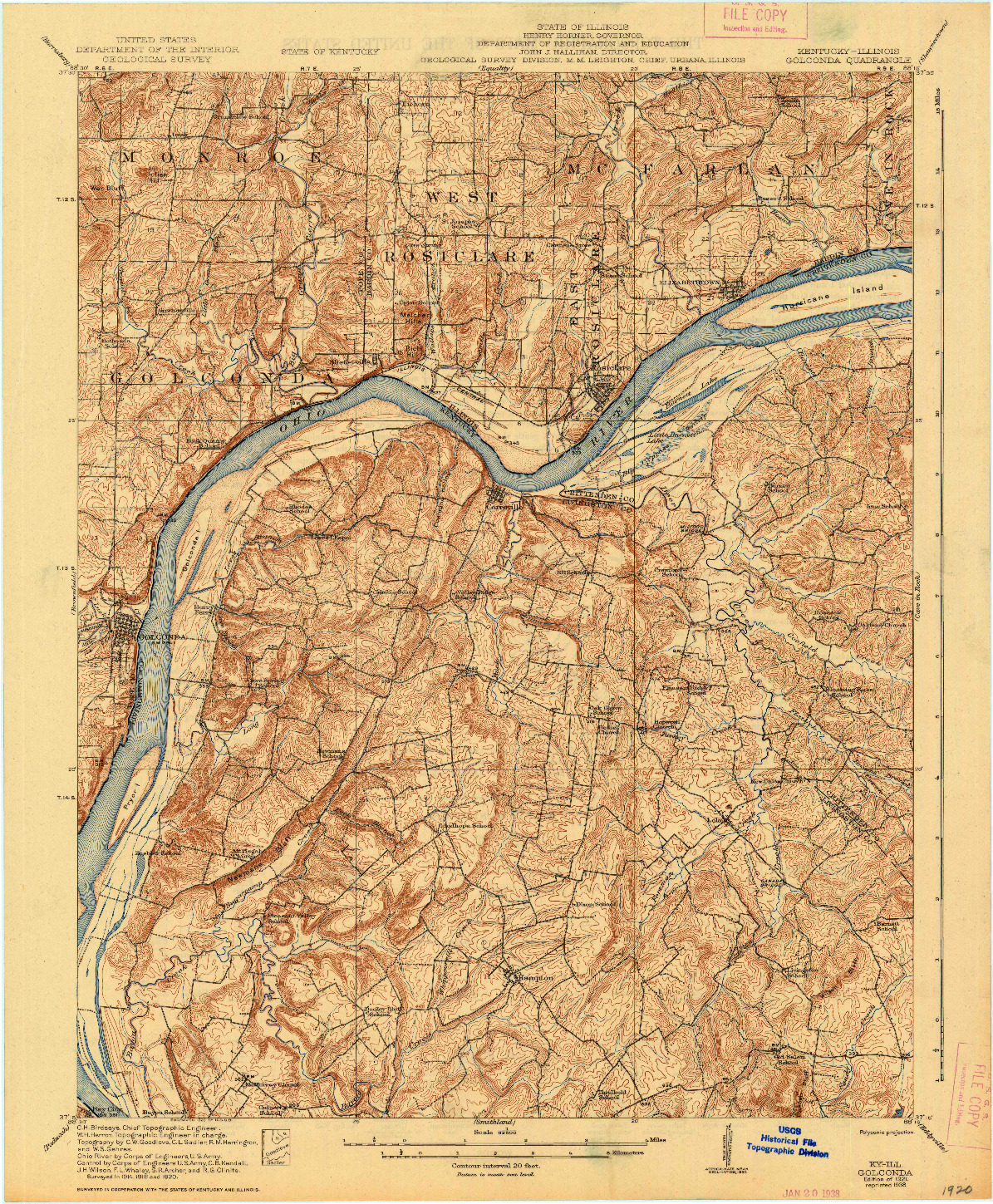 USGS 1:62500-SCALE QUADRANGLE FOR GOLCONDA, KY 1921
