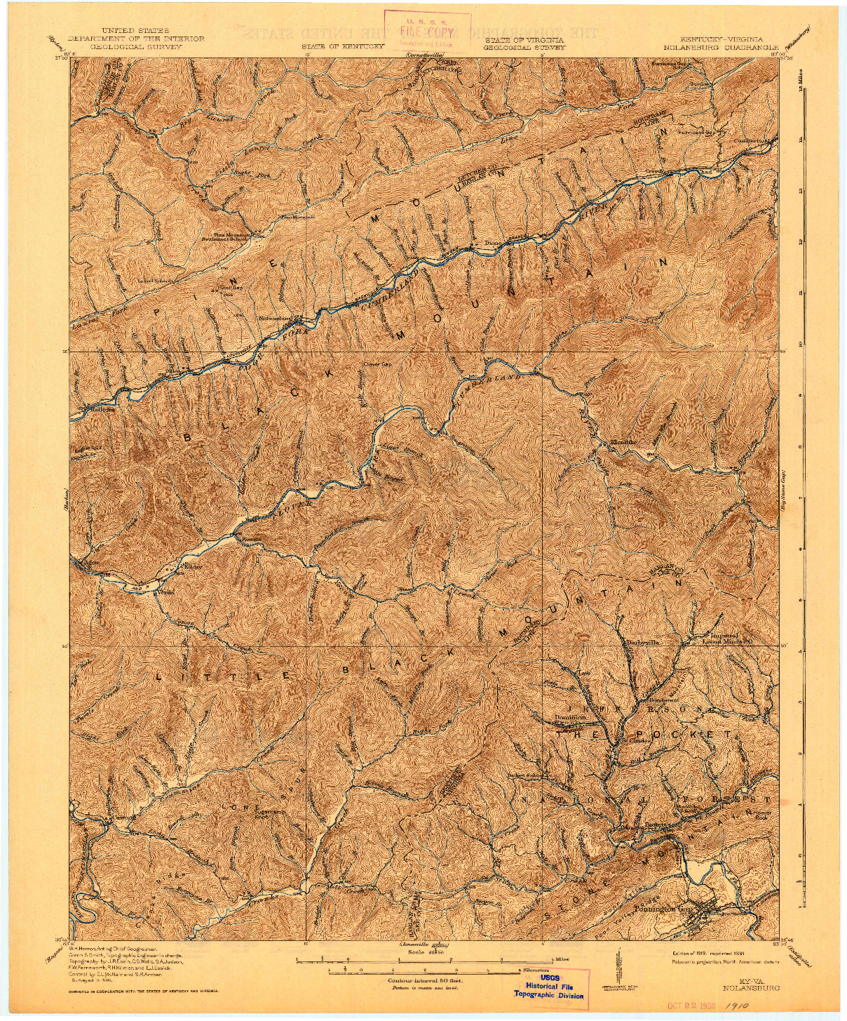 USGS 1:62500-SCALE QUADRANGLE FOR NOLANSBURG, KY 1919