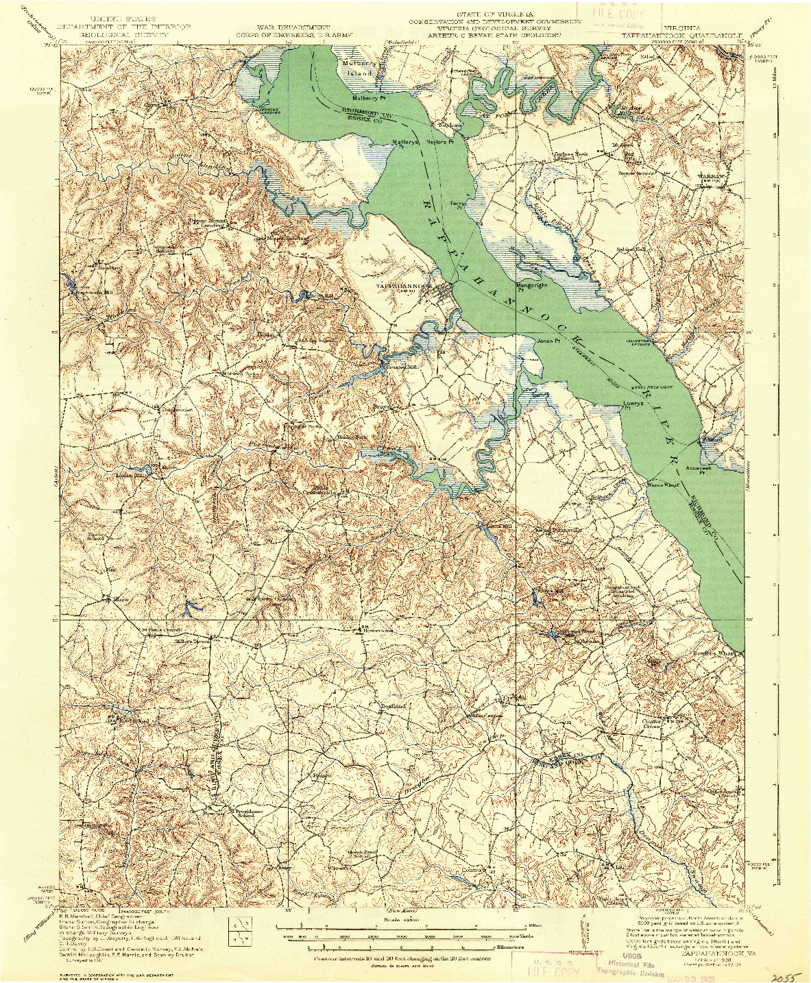 USGS 1:62500-SCALE QUADRANGLE FOR TAPPAHANNOCK, VA 1919