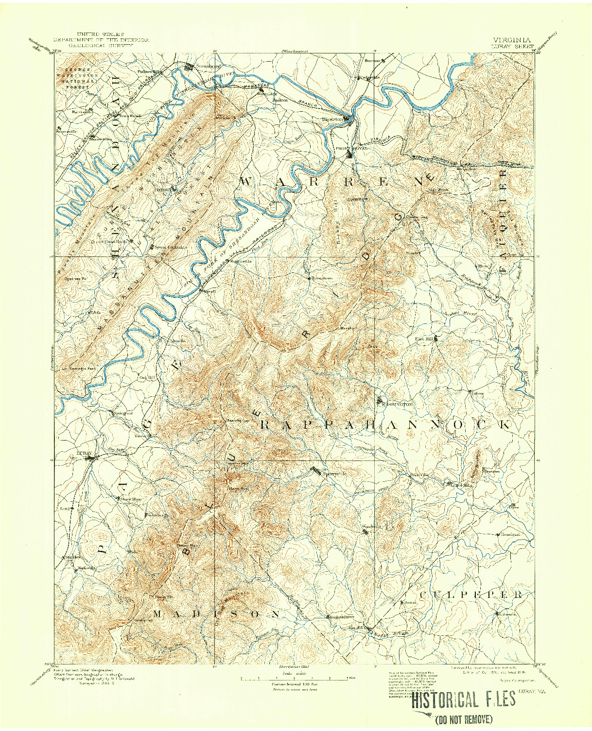 USGS 1:125000-SCALE QUADRANGLE FOR LURAY, VA 1905