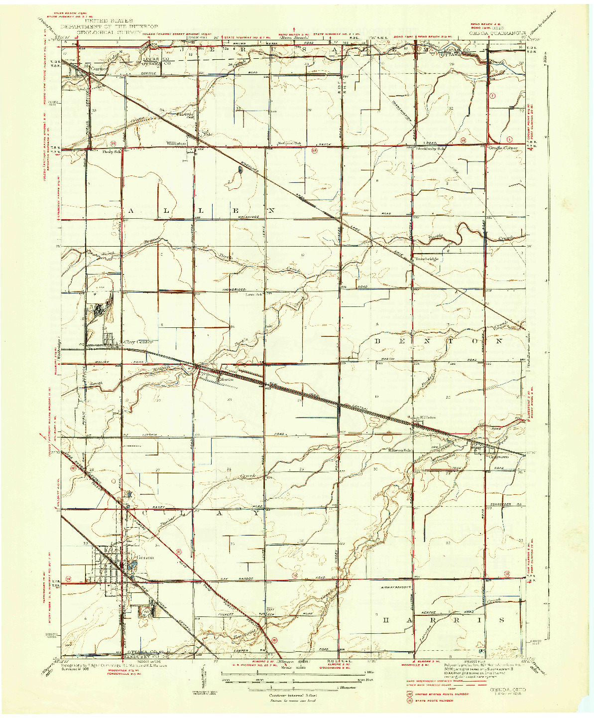 USGS 1:31680-SCALE QUADRANGLE FOR GENOA, OH 1938