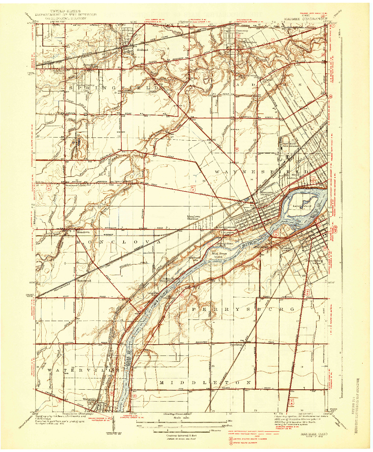 USGS 1:31680-SCALE QUADRANGLE FOR MAUMEE, OH 1938