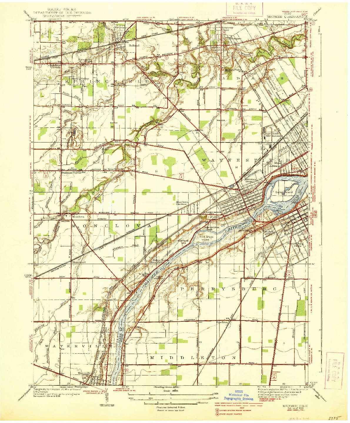 USGS 1:31680-SCALE QUADRANGLE FOR MAUMEE, OH 1938