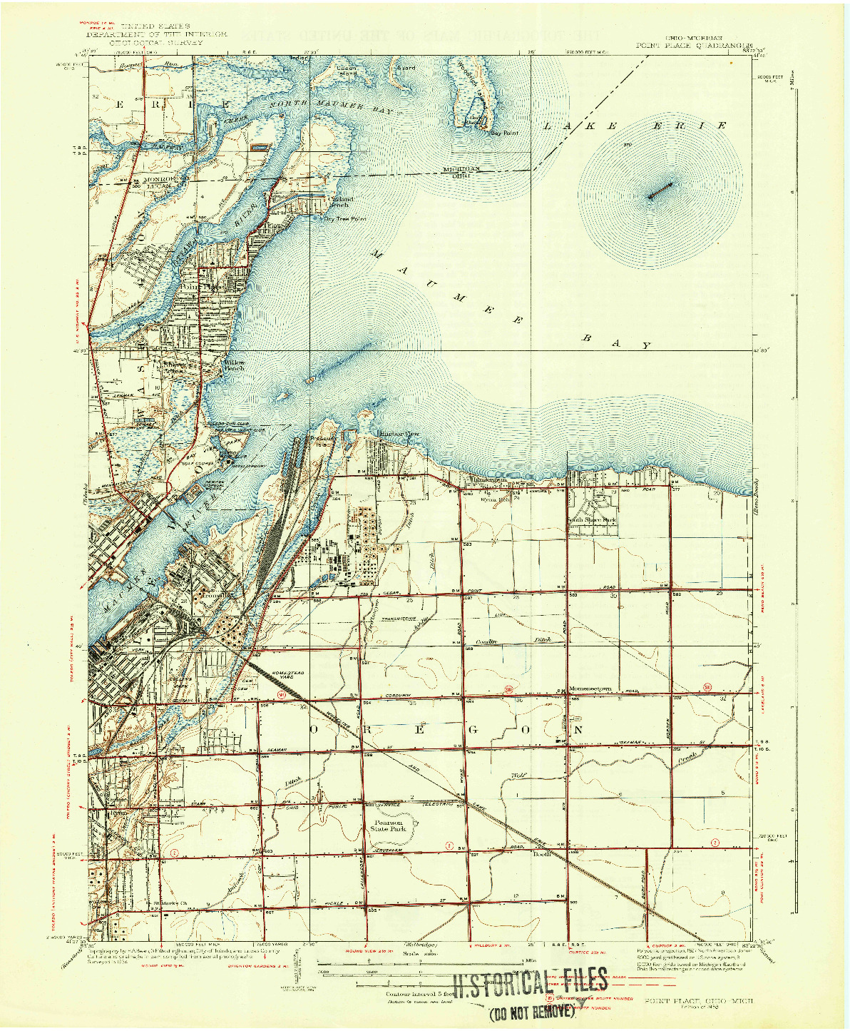 USGS 1:31680-SCALE QUADRANGLE FOR POINT PLACE, OH 1938