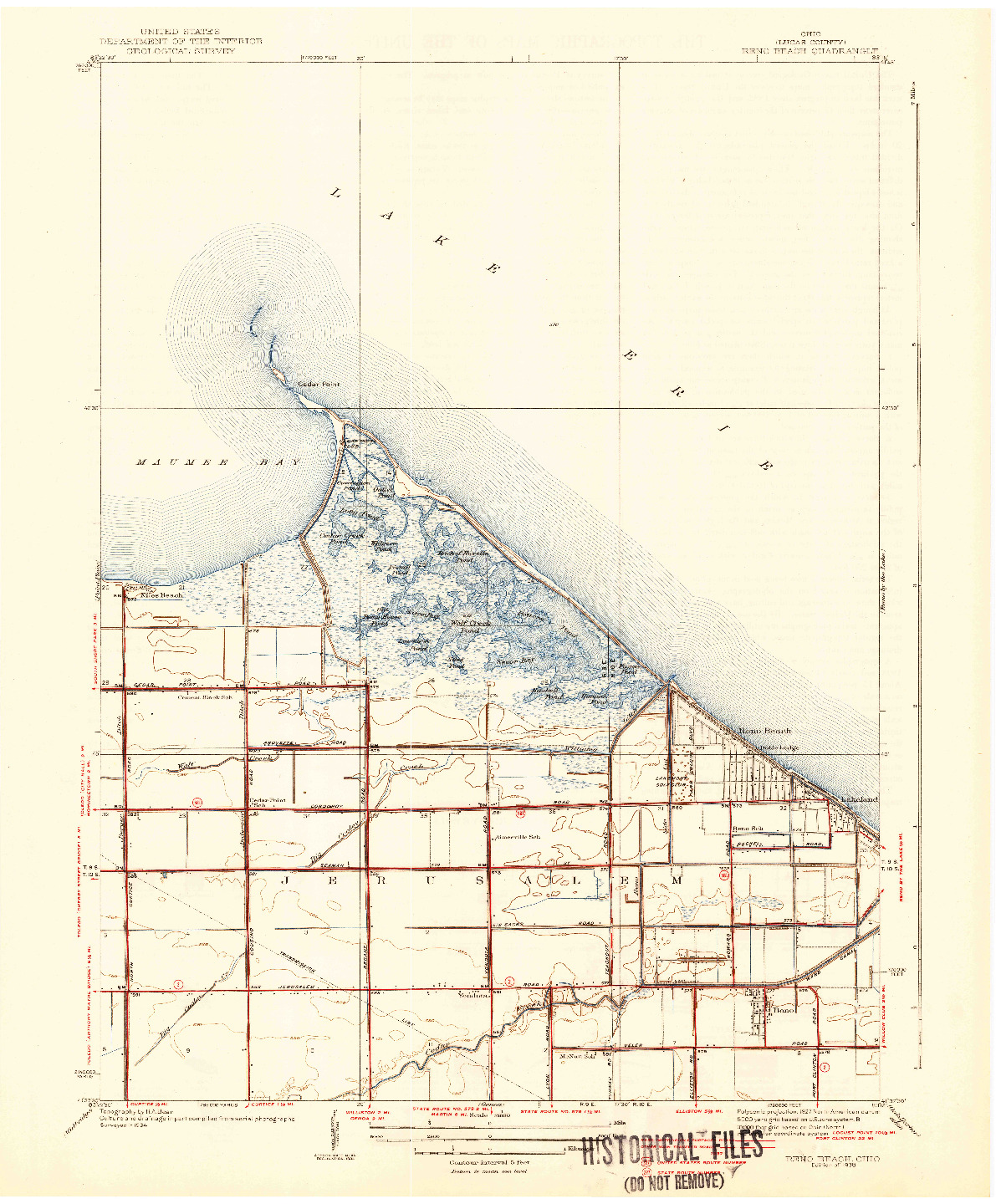 USGS 1:31680-SCALE QUADRANGLE FOR RENO BEACH, OH 1938