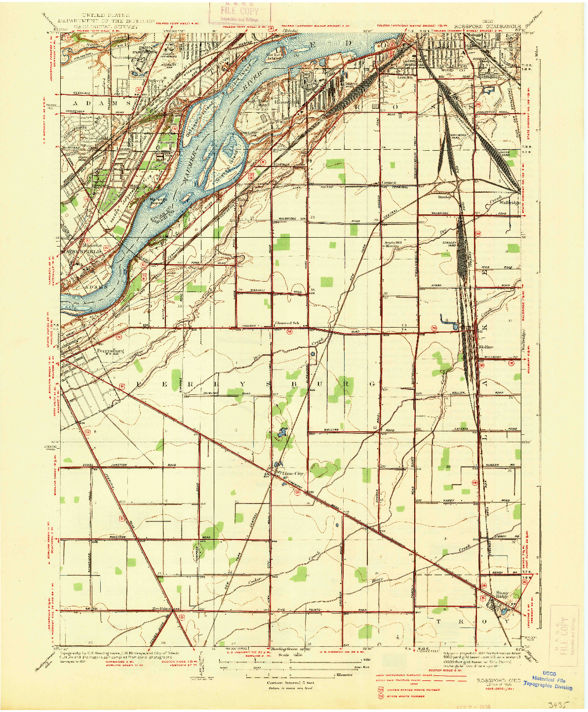 USGS 1:31680-SCALE QUADRANGLE FOR ROSSFORD, OH 1938