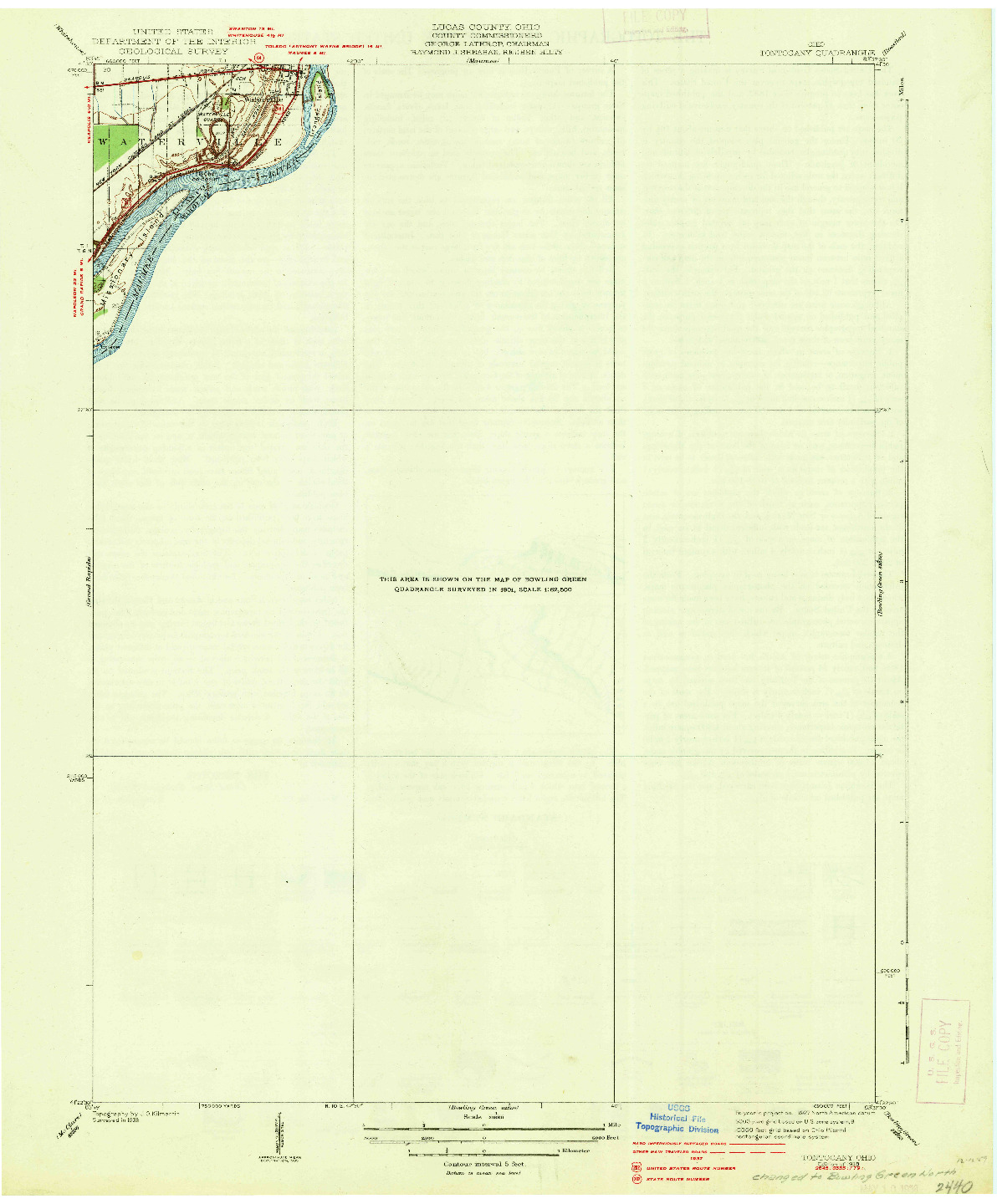 USGS 1:31680-SCALE QUADRANGLE FOR TONTOGANY, OH 1938