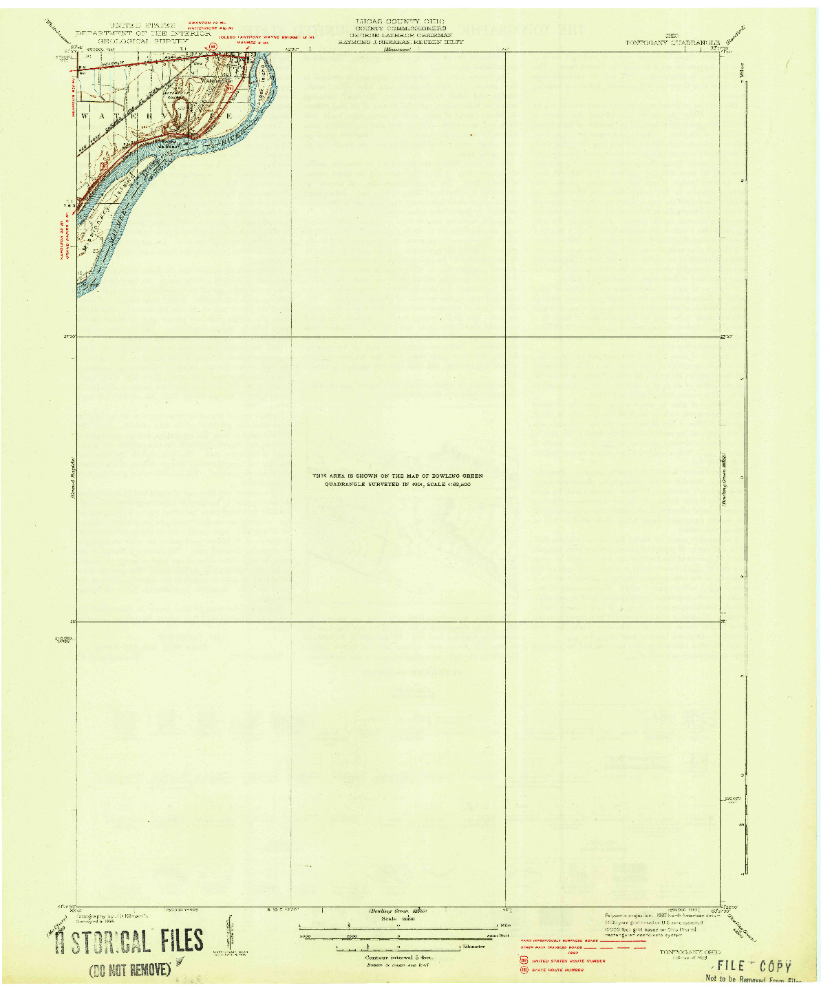 USGS 1:31680-SCALE QUADRANGLE FOR TONTOGANY, OH 1938
