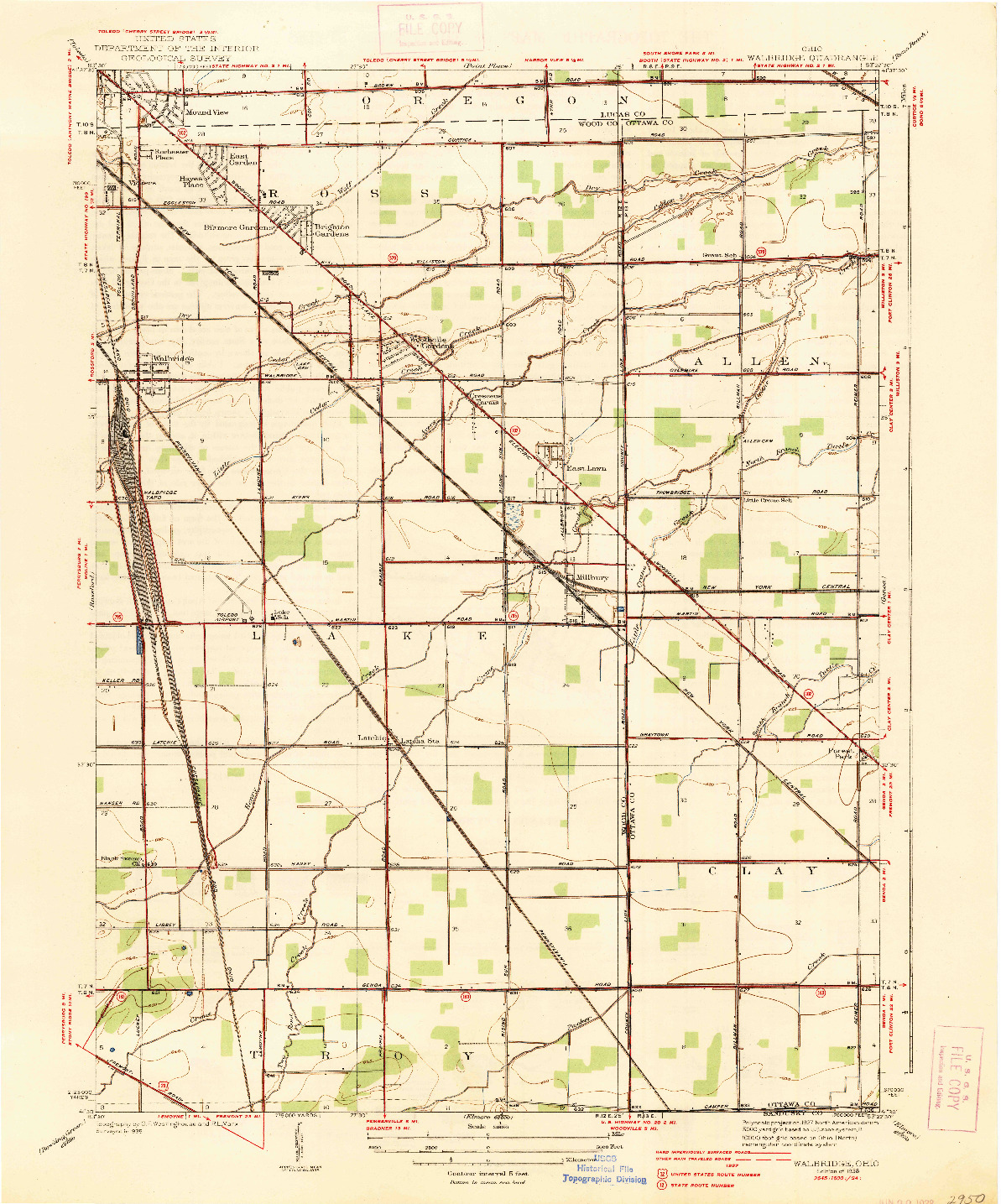 USGS 1:31680-SCALE QUADRANGLE FOR WALBRIDGE, OH 1938