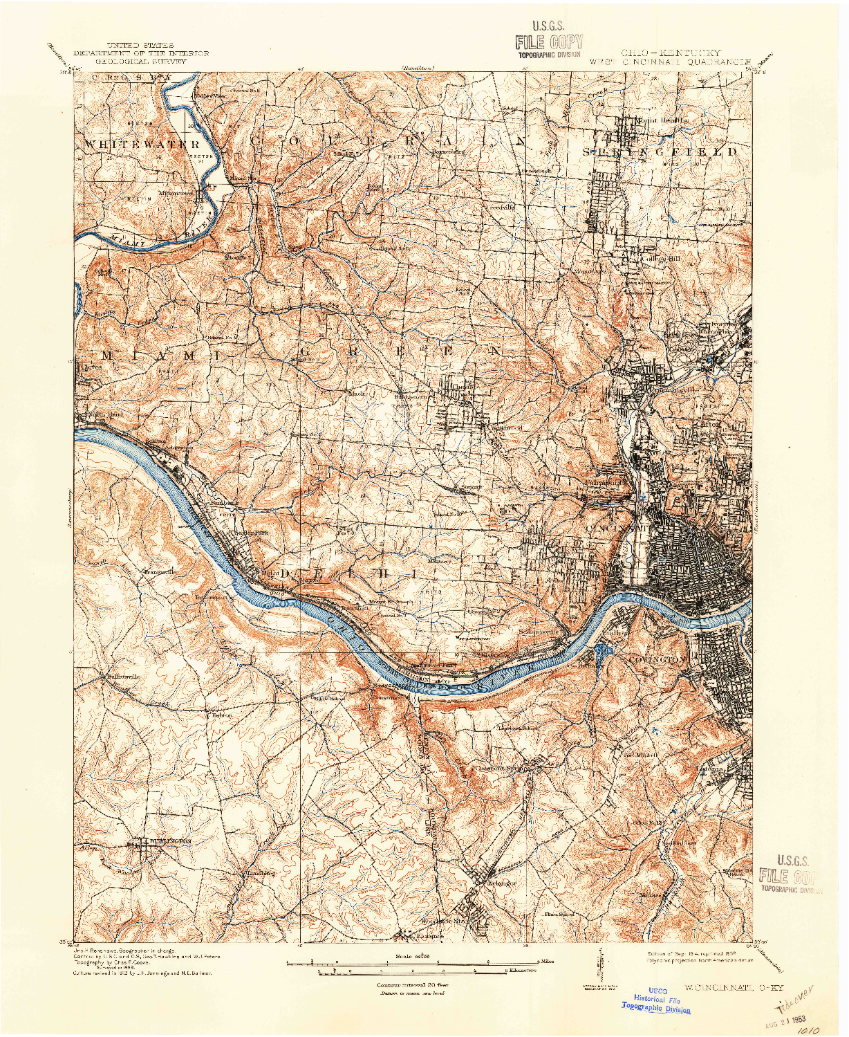 USGS 1:62500-SCALE QUADRANGLE FOR WEST CINCINNATI, OH 1914