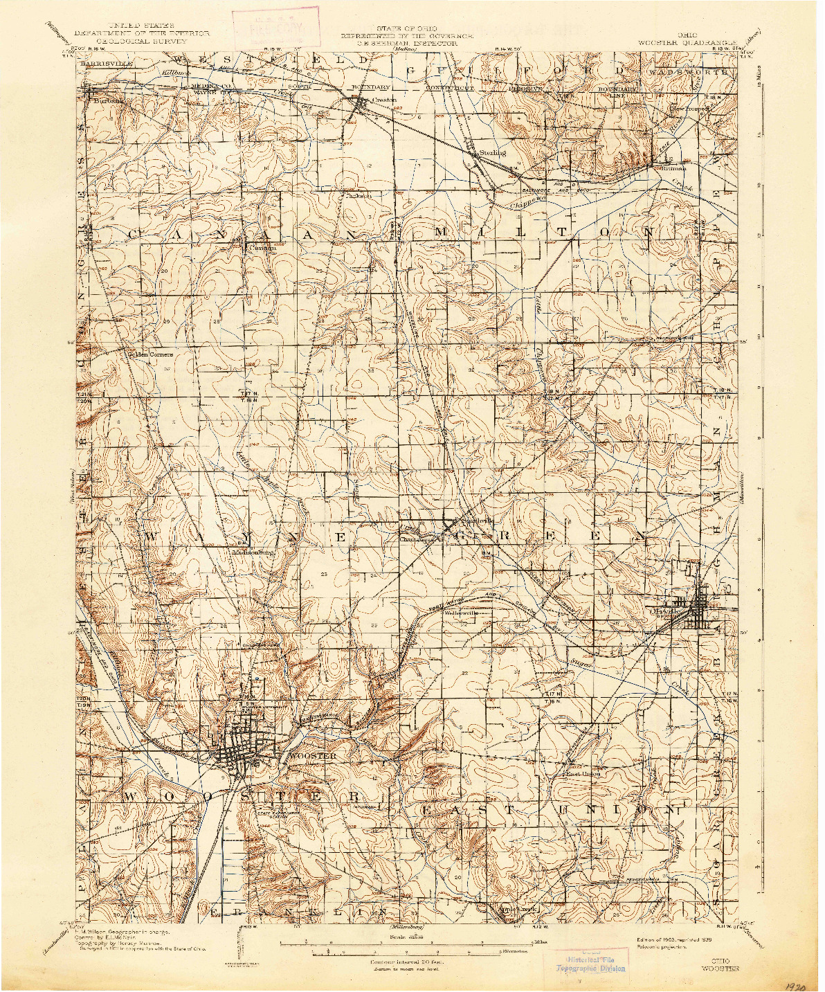 USGS 1:62500-SCALE QUADRANGLE FOR WOOSTER, OH 1903