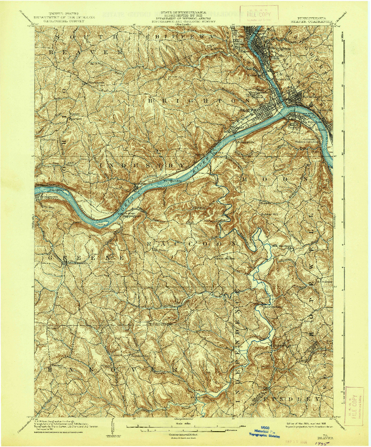 USGS 1:62500-SCALE QUADRANGLE FOR BEAVER, PA 1904