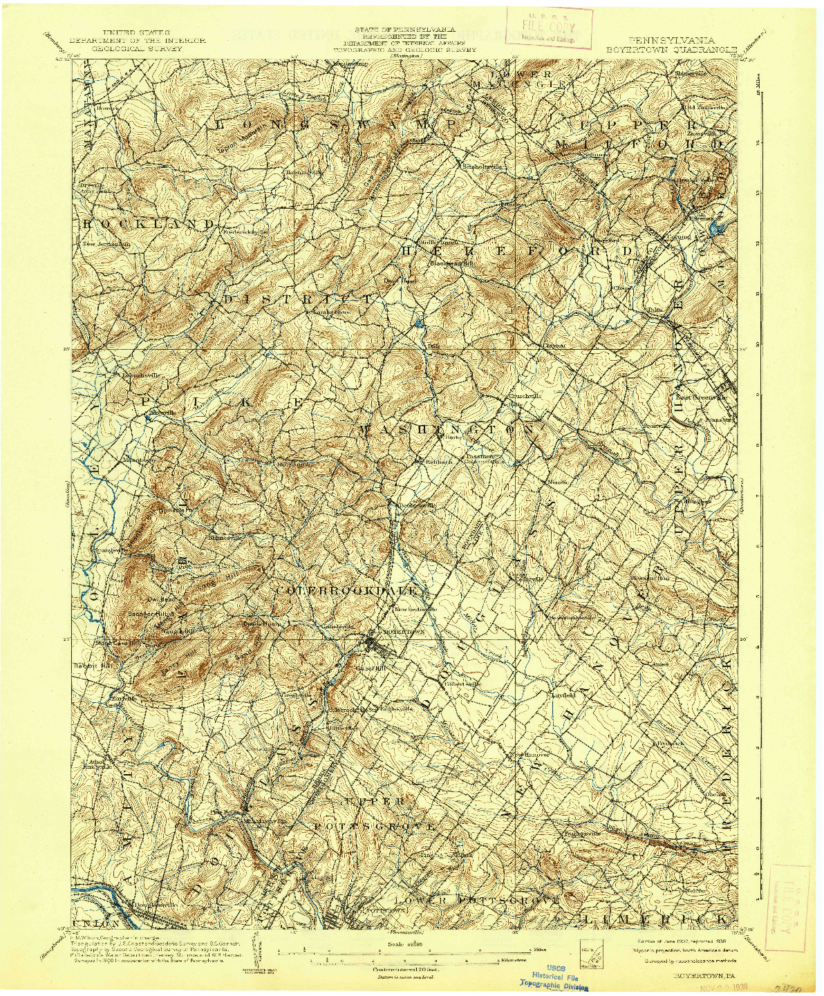 USGS 1:62500-SCALE QUADRANGLE FOR BOYERTOWN, PA 1902