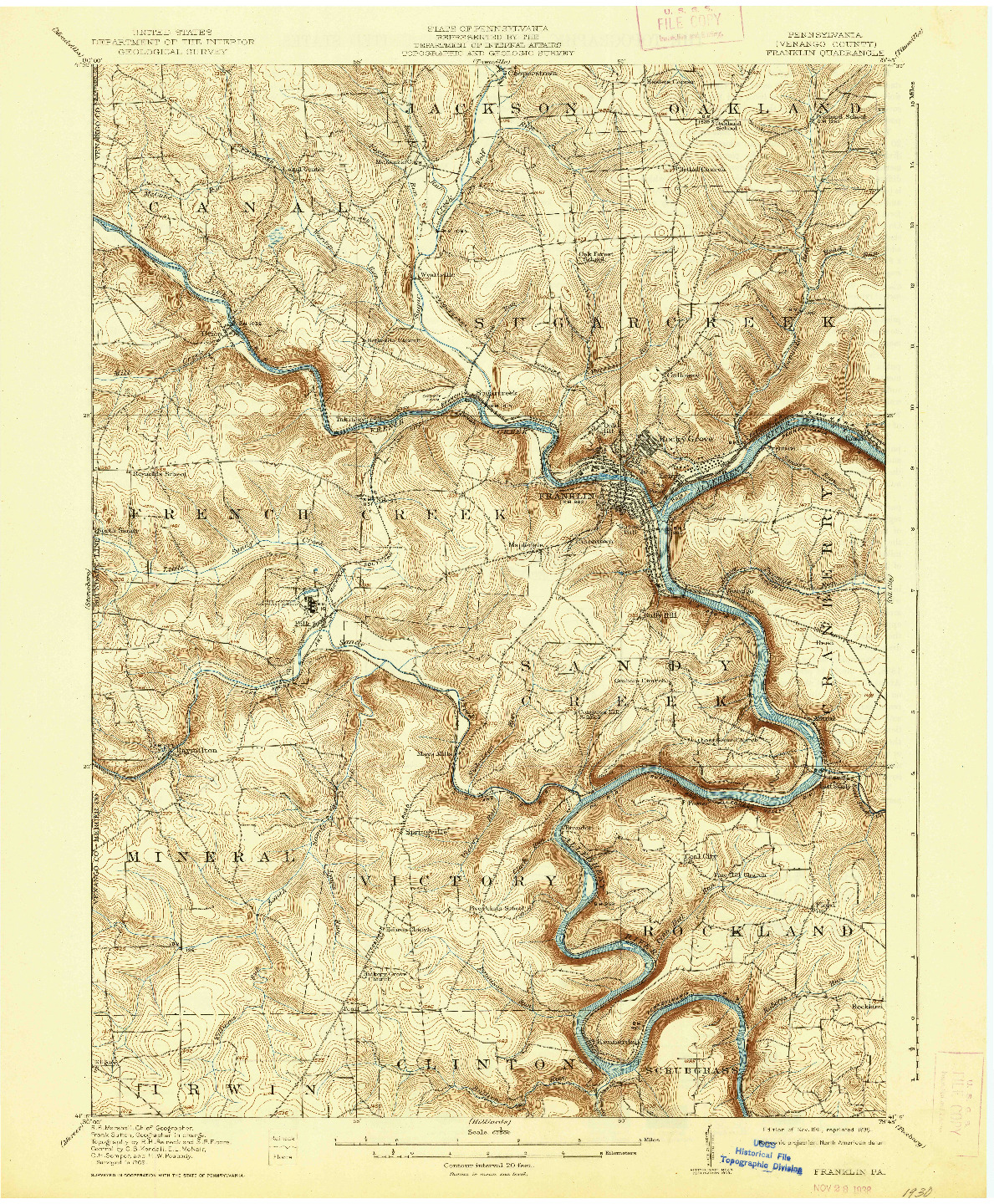 USGS 1:62500-SCALE QUADRANGLE FOR FRANKLIN, PA 1911