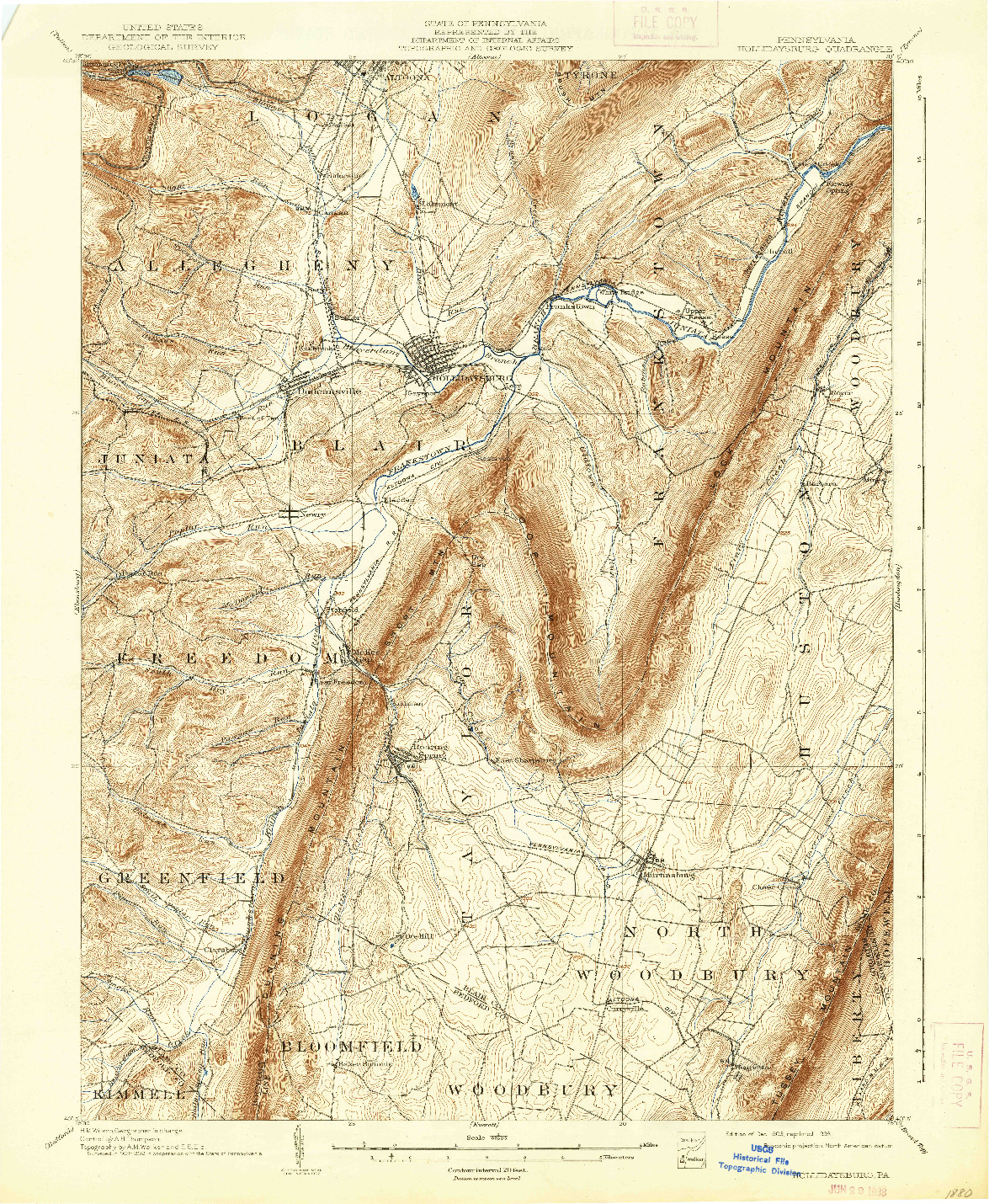 USGS 1:62500-SCALE QUADRANGLE FOR HOLLIDAYSBURG, PA 1903