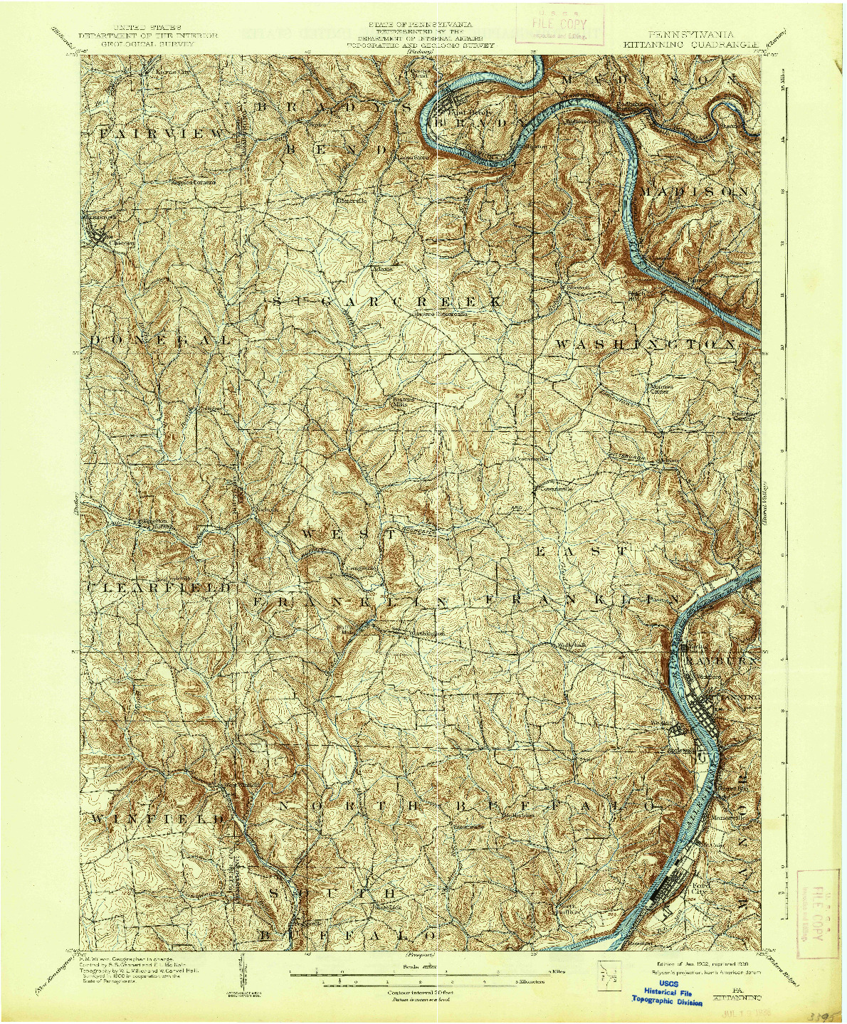 USGS 1:62500-SCALE QUADRANGLE FOR KITTANNING, PA 1902