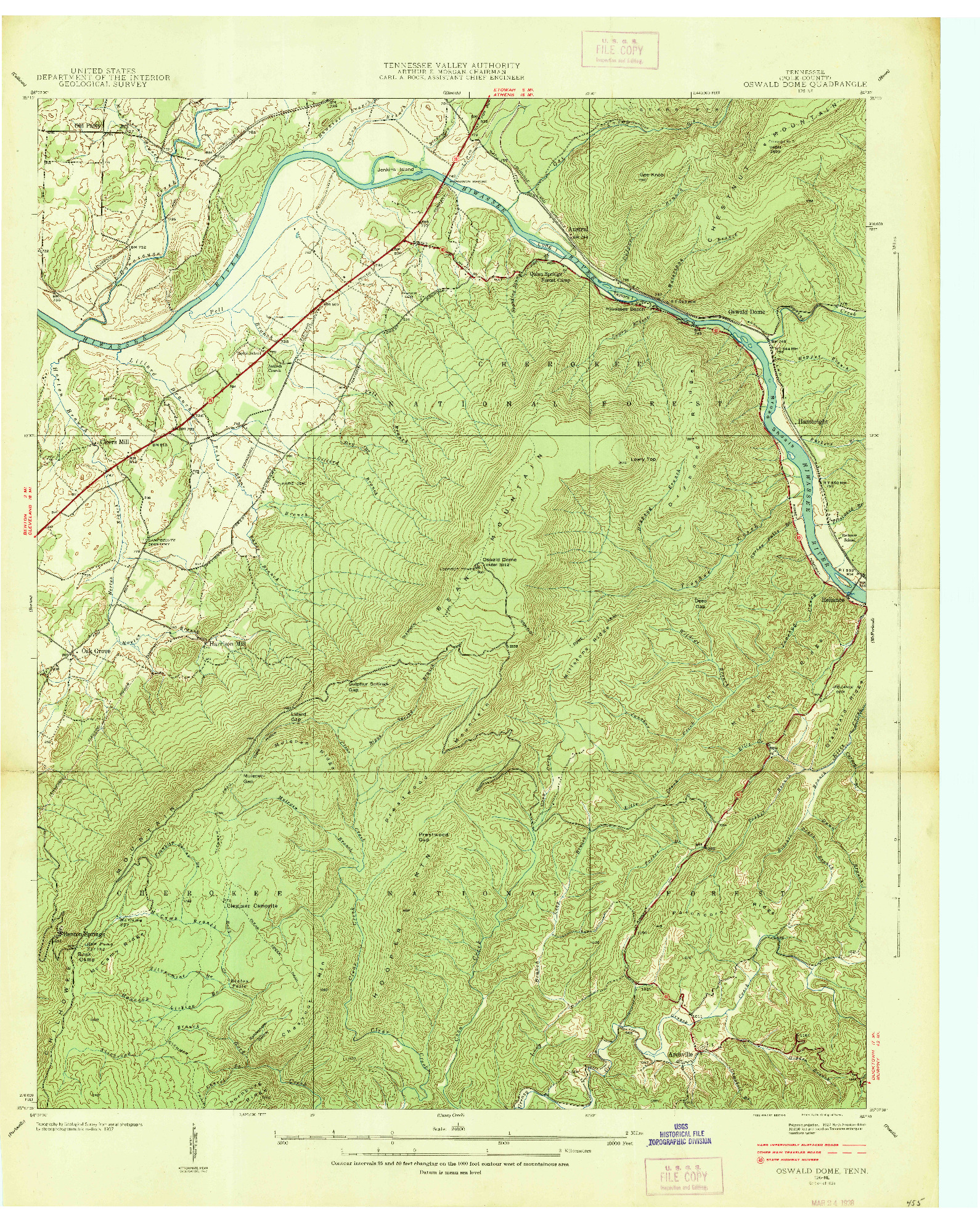 USGS 1:24000-SCALE QUADRANGLE FOR OSWALD DOME, TN 1938