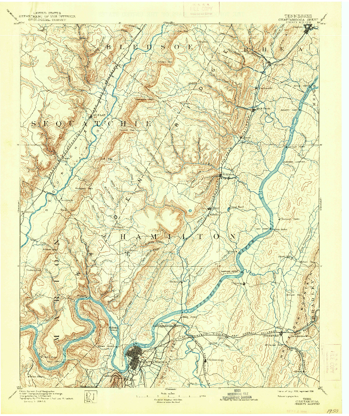 USGS 1:125000-SCALE QUADRANGLE FOR CHATTANOOGA, TN 1893