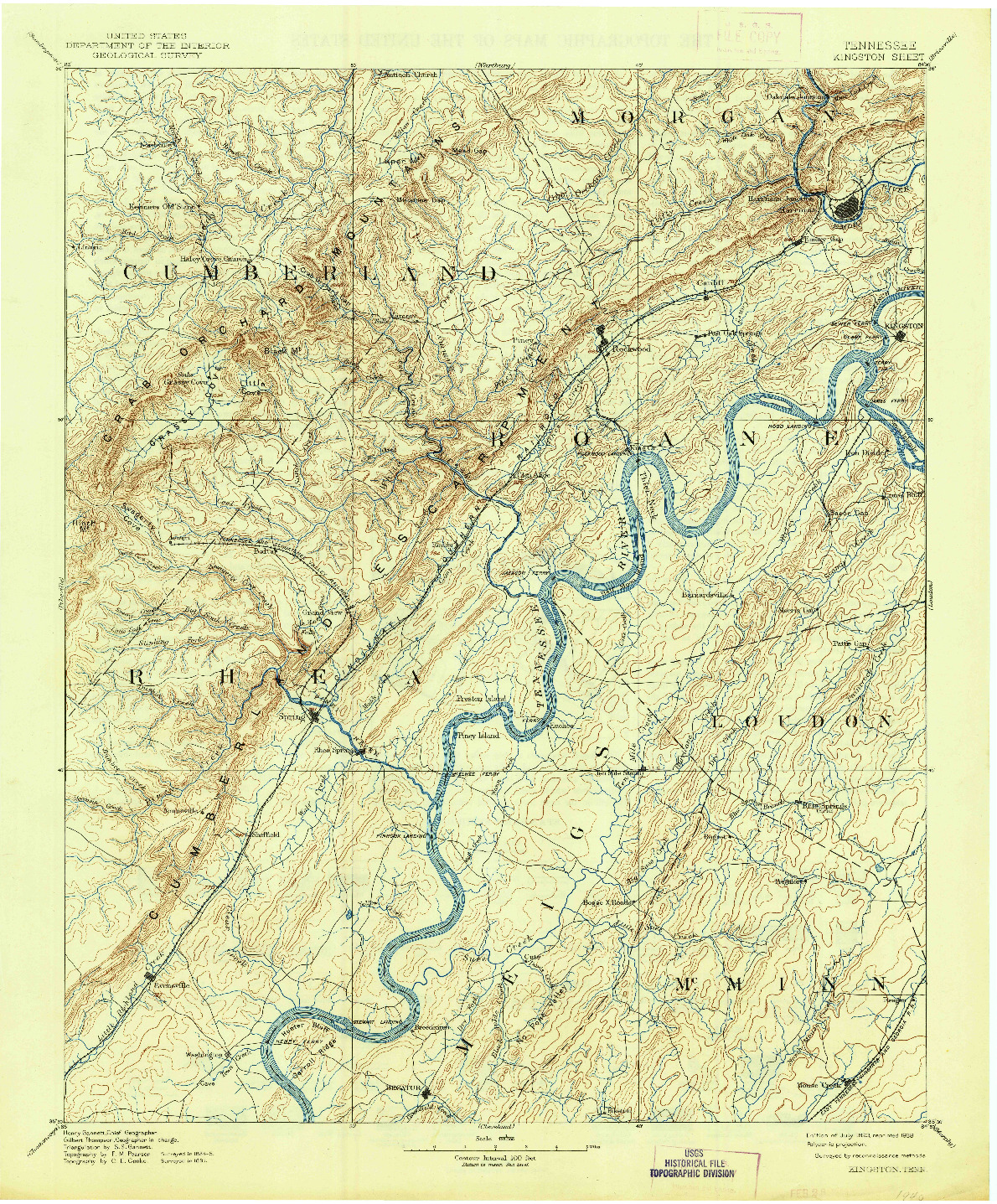 USGS 1:125000-SCALE QUADRANGLE FOR KINGSTON, TN 1893